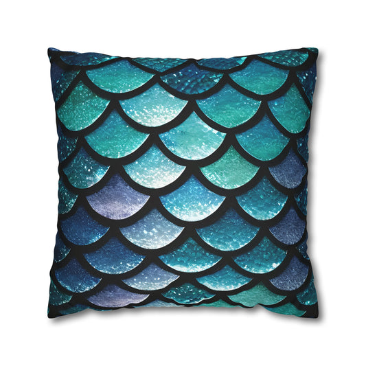 Aqua Mermaid Square Pillowcase - Trendy Home Accent for Indoor Spaces, Unique Housewarming Gift, Perfect for Mermaid Lovers - The Mountain Mermaid Company