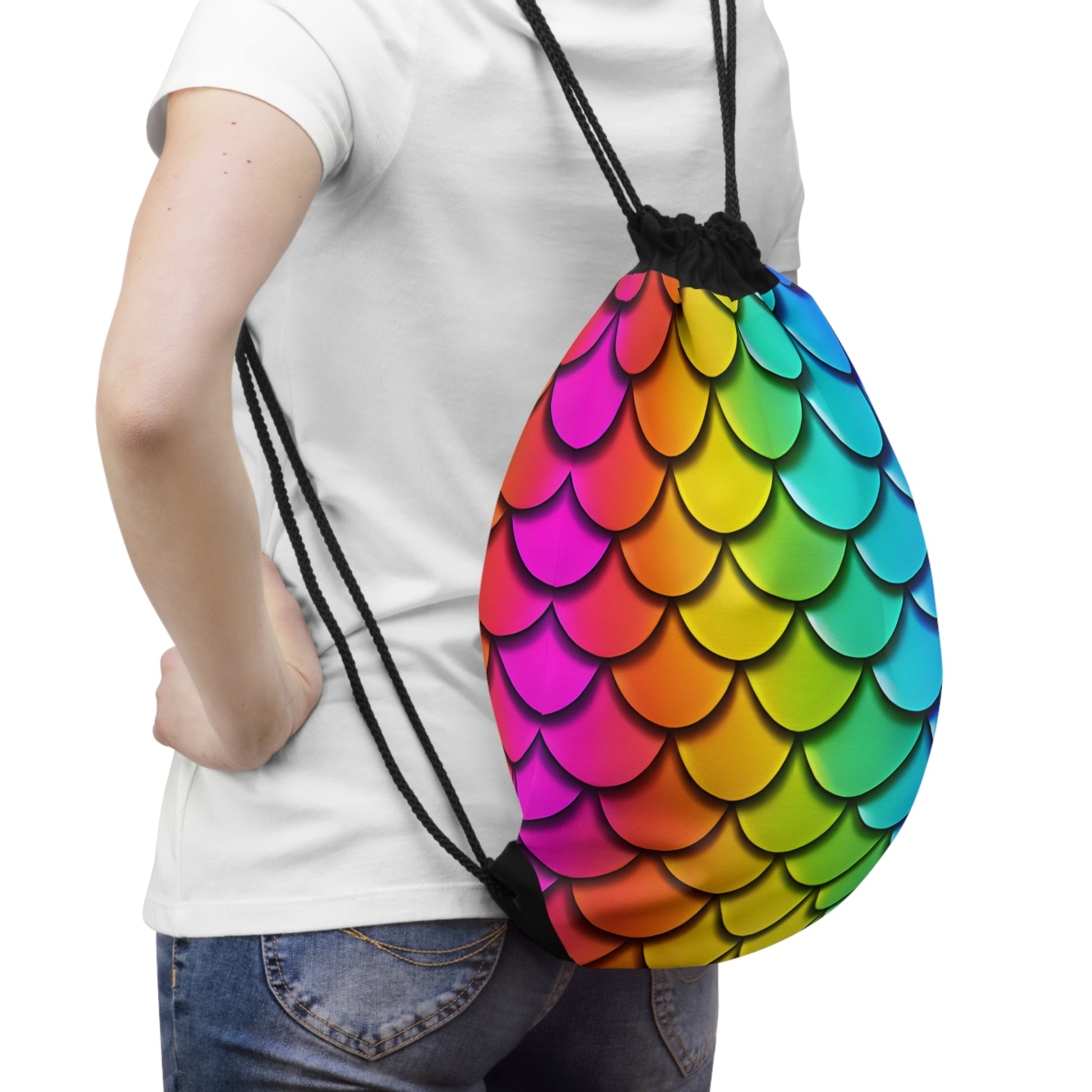 Rainbow Mermaidcore Drawstring Bag - Adventure-Ready Carryall, Ideal Gift for Hikers and Beachgoers - The Mountain Mermaid Company