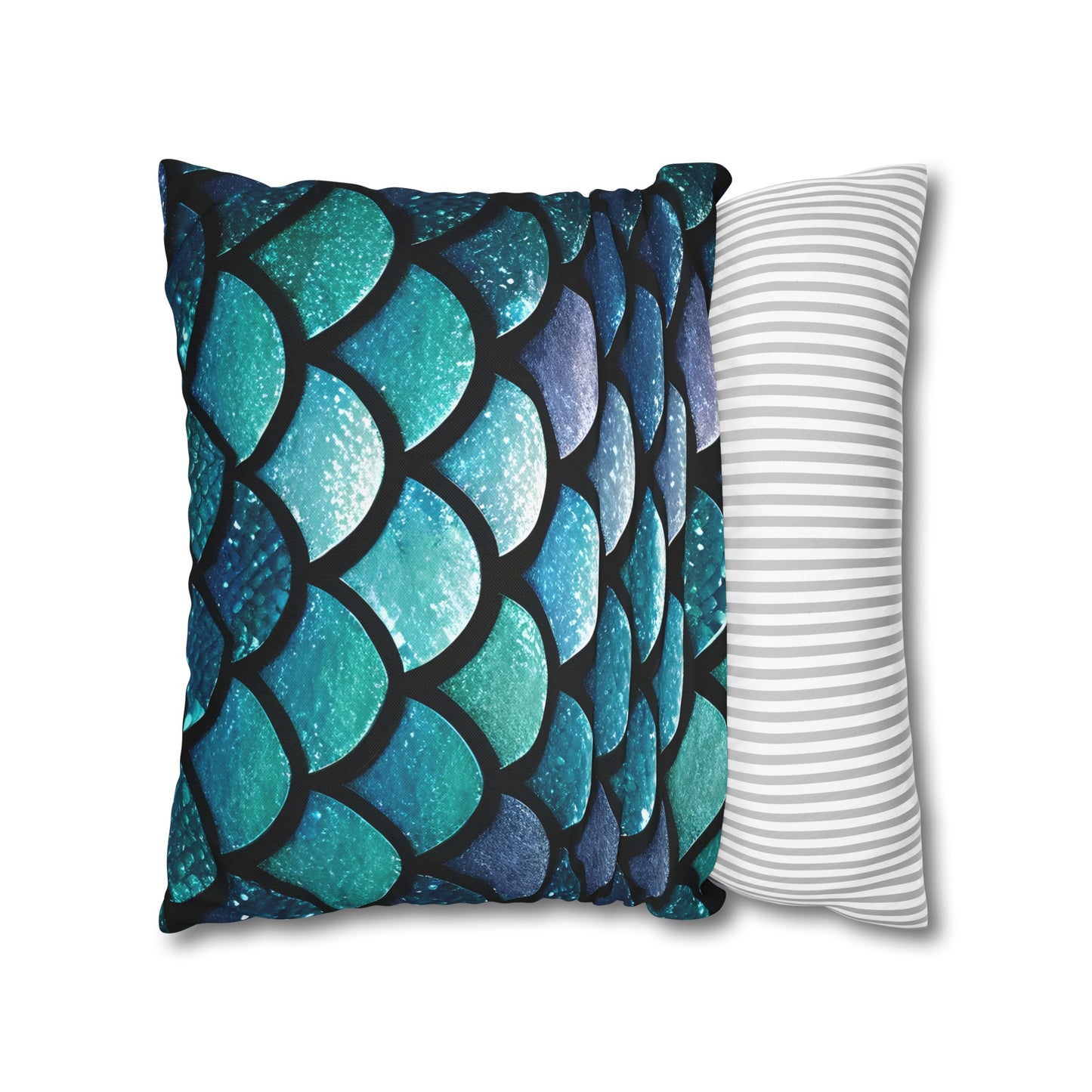 Aqua Mermaid Square Pillowcase - Trendy Home Accent for Indoor Spaces, Unique Housewarming Gift, Perfect for Mermaid Lovers - The Mountain Mermaid Company