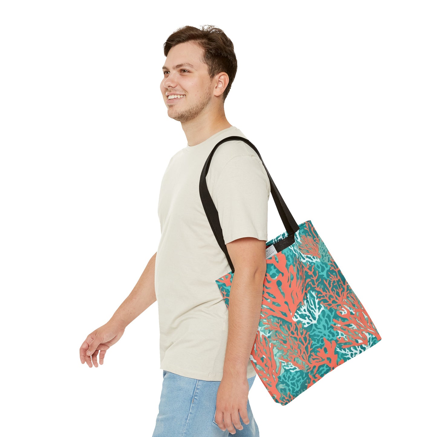 Coral and Aqua Tote Bag - Durable Carryall for Everyday Use, Trendy Pool Accessory, Unique Gift for Beach Lovers - The Mountain Mermaid Company