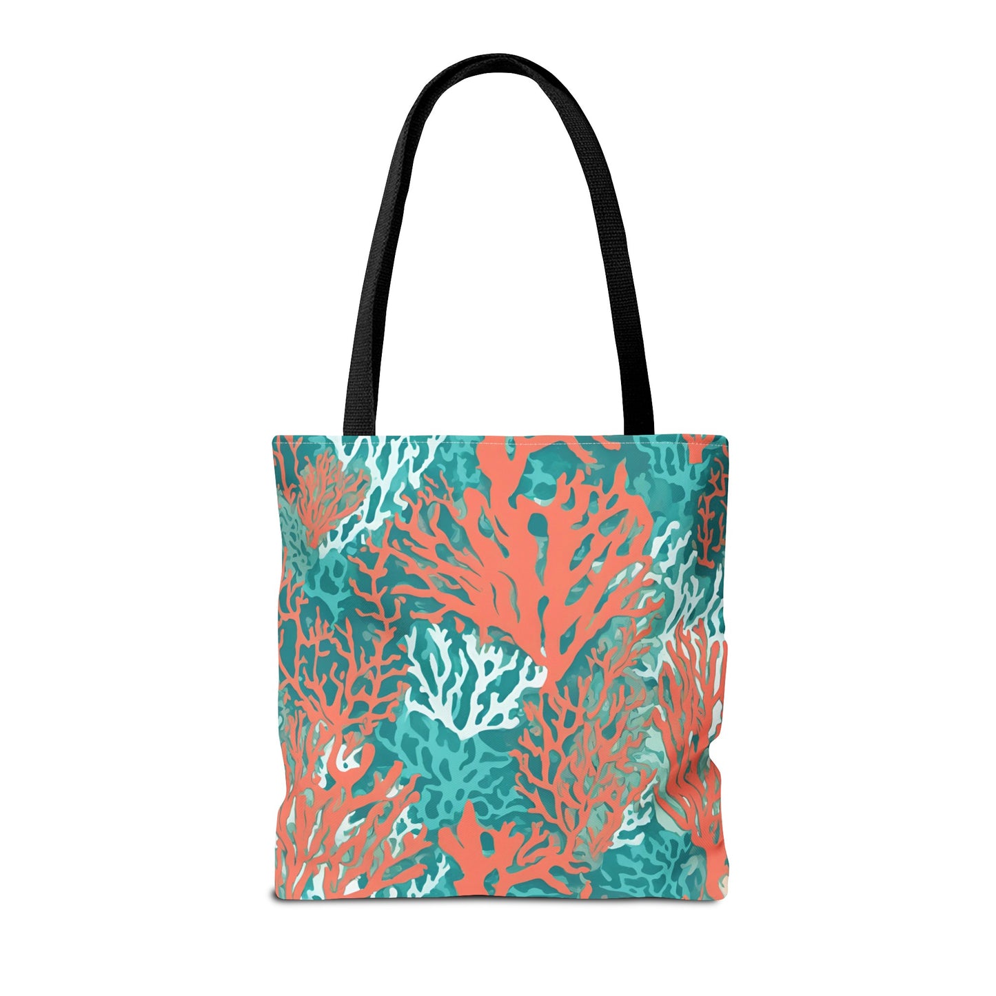 Coral and Aqua Tote Bag - Durable Carryall for Everyday Use, Trendy Pool Accessory, Unique Gift for Beach Lovers - The Mountain Mermaid Company