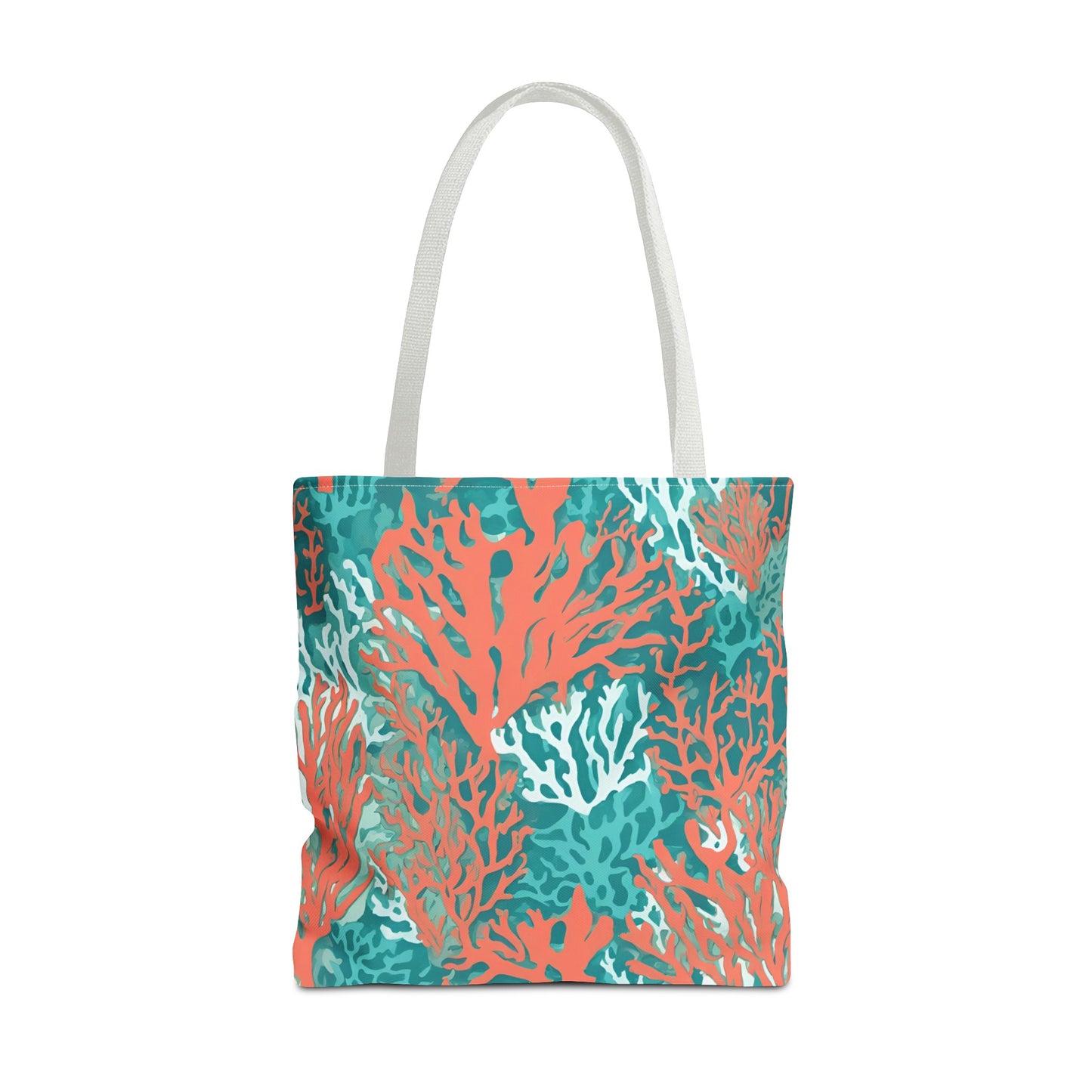 Coral and Aqua Tote Bag - Durable Carryall for Everyday Use, Trendy Pool Accessory, Unique Gift for Beach Lovers - The Mountain Mermaid Company