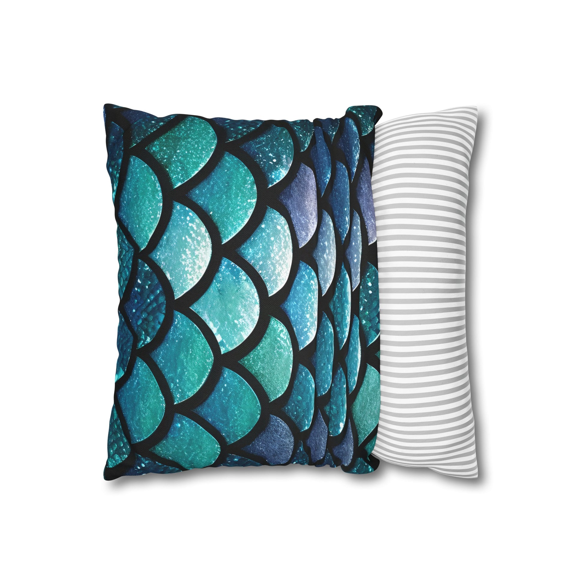 Aqua Mermaid Square Pillowcase - Trendy Home Accent for Indoor Spaces, Unique Housewarming Gift, Perfect for Mermaid Lovers - The Mountain Mermaid Company