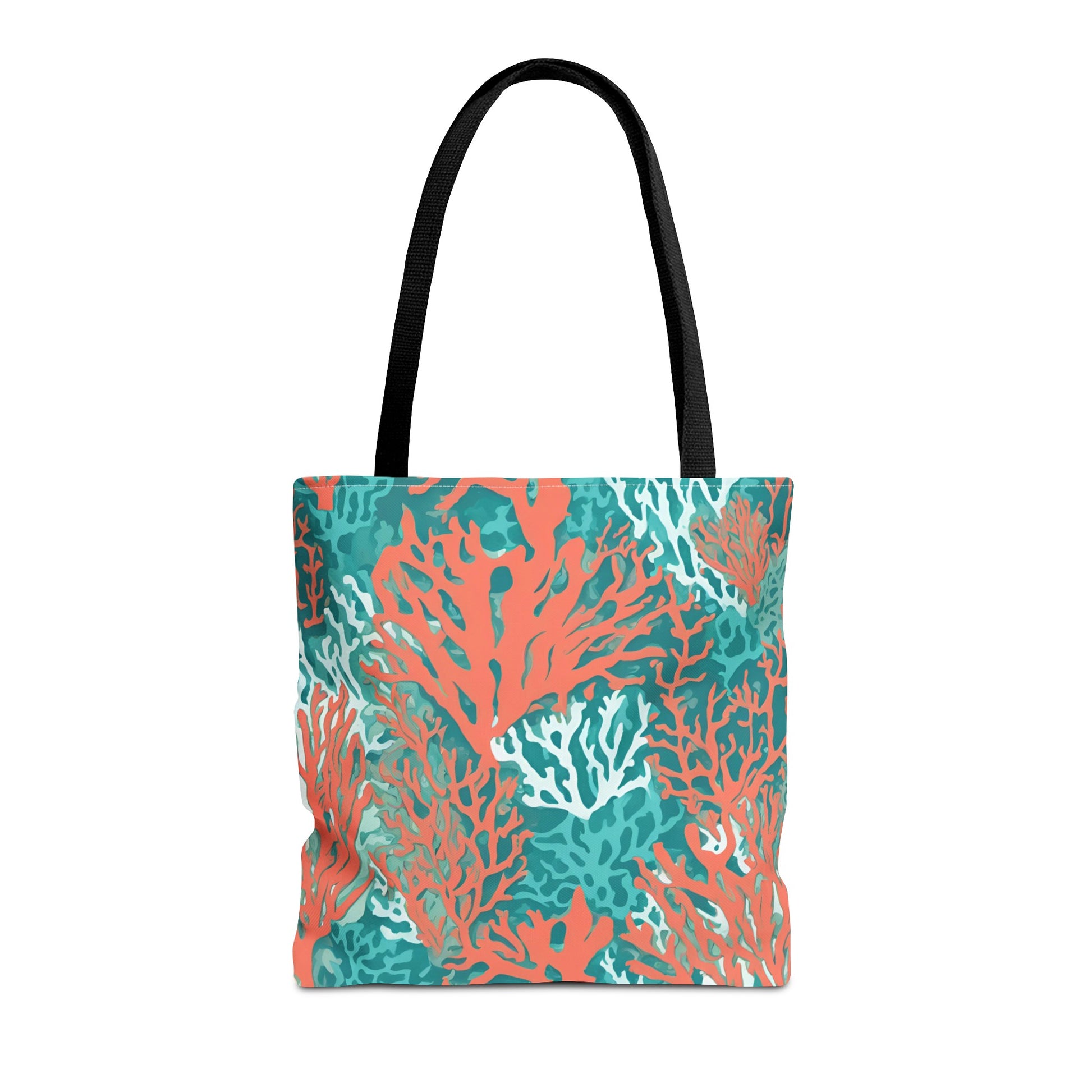 Coral and Aqua Tote Bag - Durable Carryall for Everyday Use, Trendy Pool Accessory, Unique Gift for Beach Lovers - The Mountain Mermaid Company