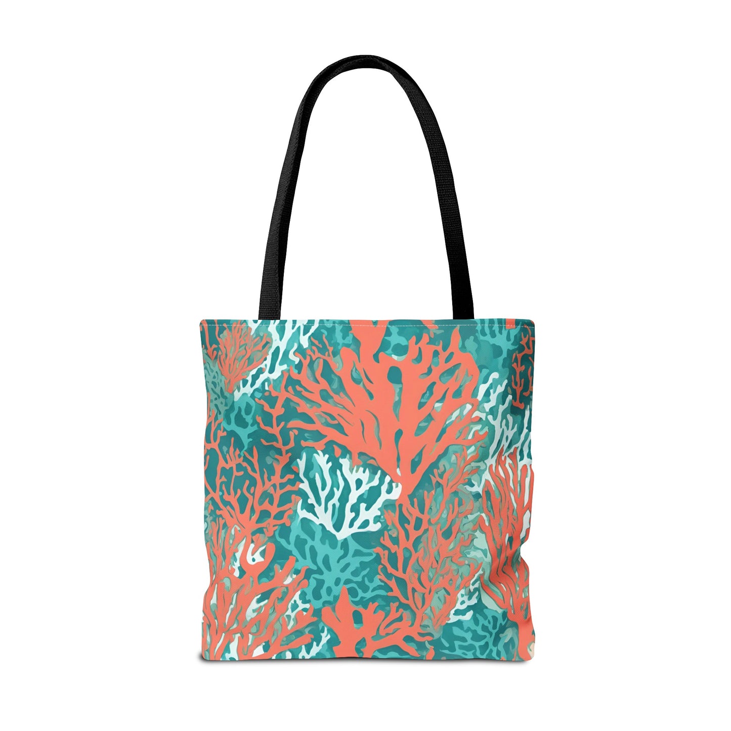 Coral and Aqua Tote Bag - Durable Carryall for Everyday Use, Trendy Pool Accessory, Unique Gift for Beach Lovers - The Mountain Mermaid Company