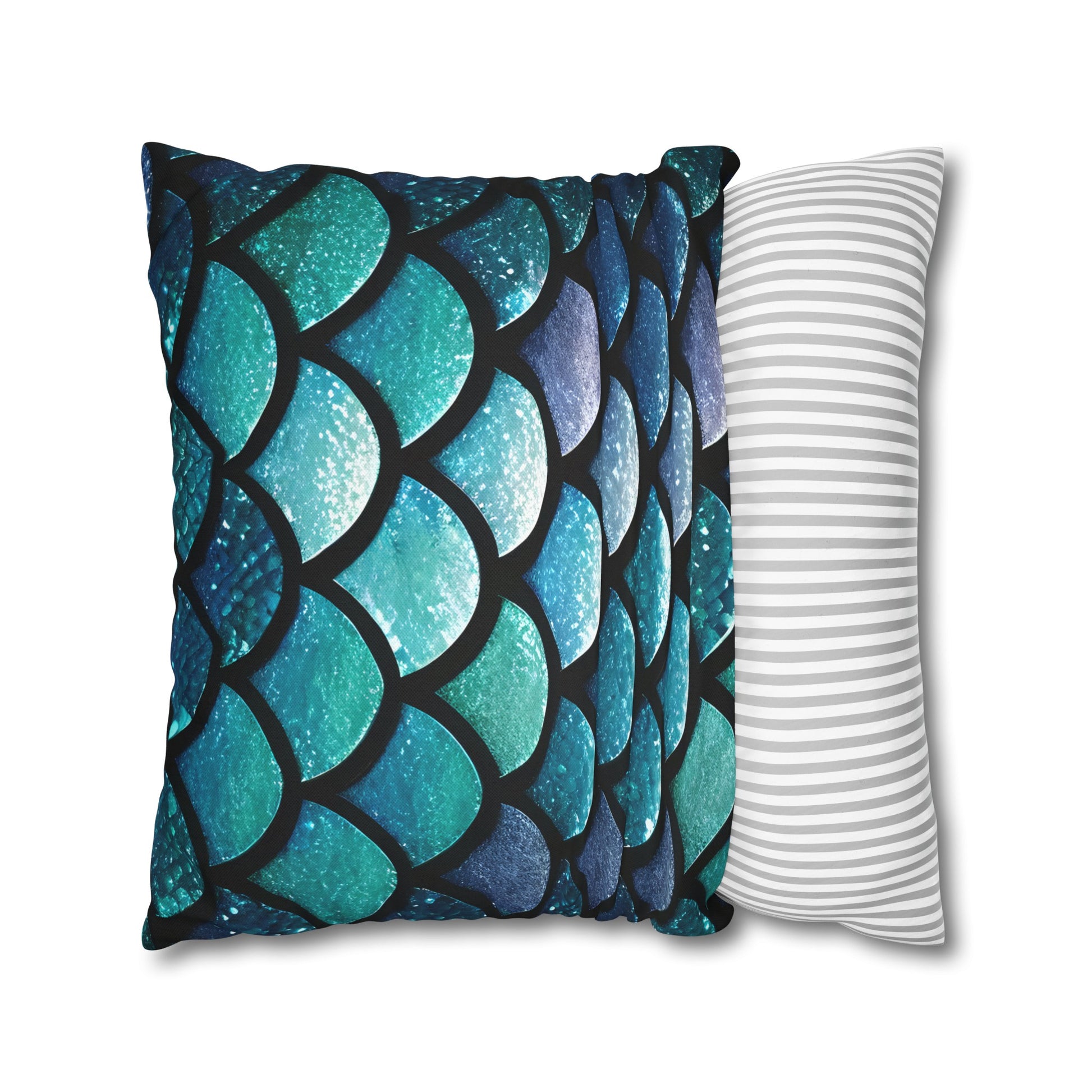 Aqua Mermaid Square Pillowcase - Trendy Home Accent for Indoor Spaces, Unique Housewarming Gift, Perfect for Mermaid Lovers - The Mountain Mermaid Company