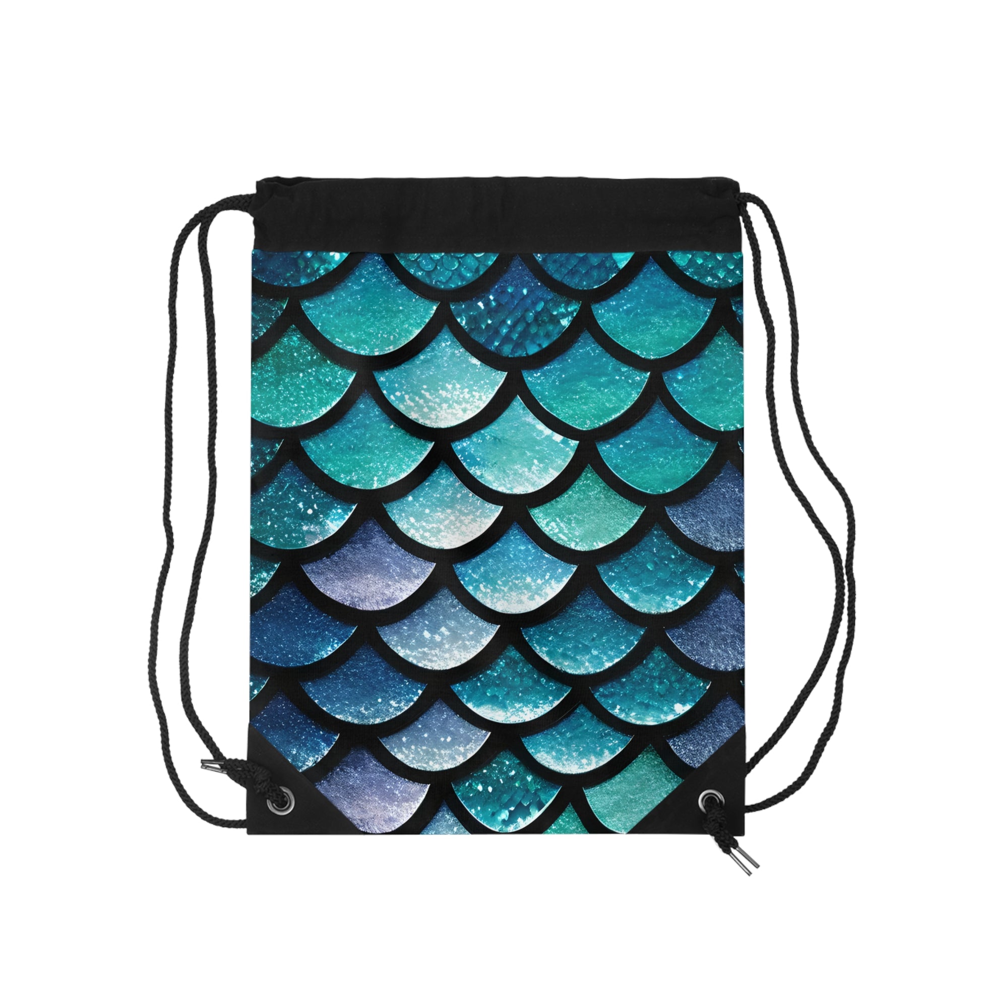 Aqua Mermaidcore Outdoor Drawstring Bag - Adventure-Ready Carryall, Ideal for Hikers and Beachgoers, Perfect Gift for Mermaid Lovers - The Mountain Mermaid Company