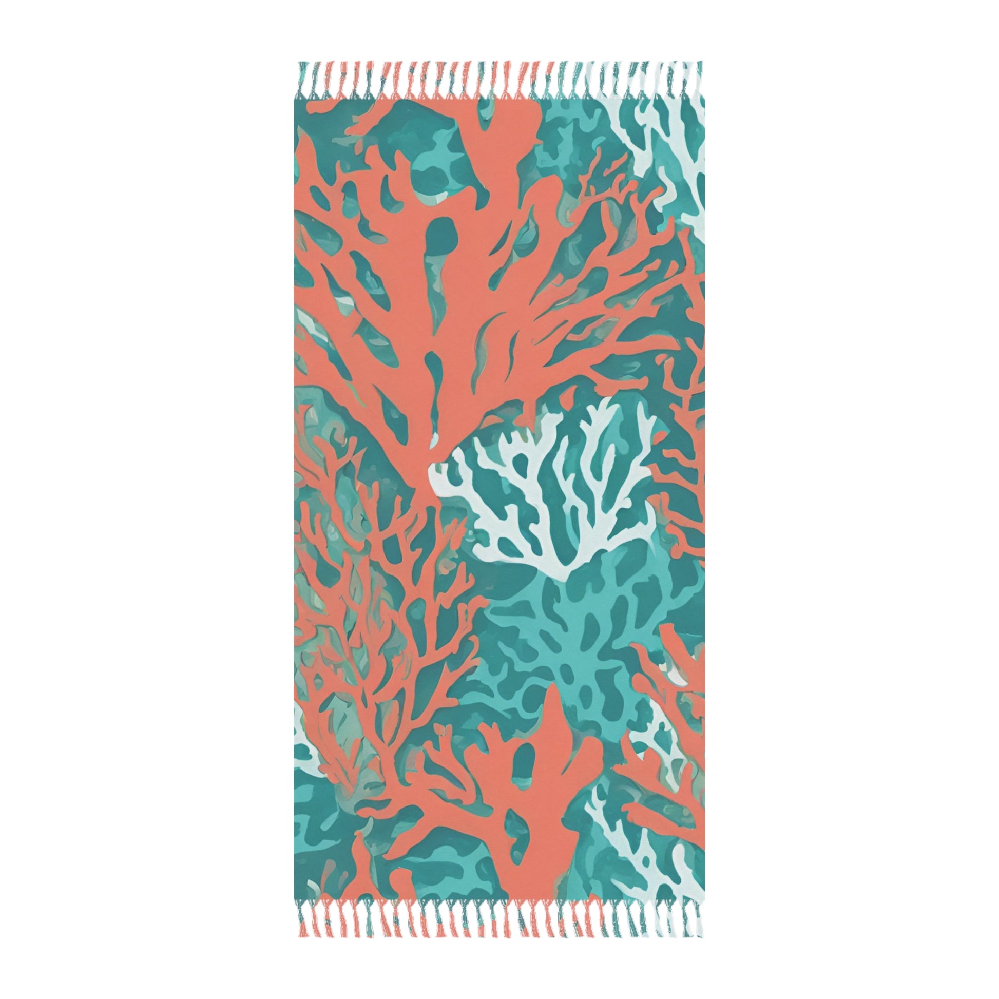 Boho Beach Cloth Coral Print - Chic Coral and Aqua, Beach Essentials, Stylish Vacation Gift - The Mountain Mermaid Company