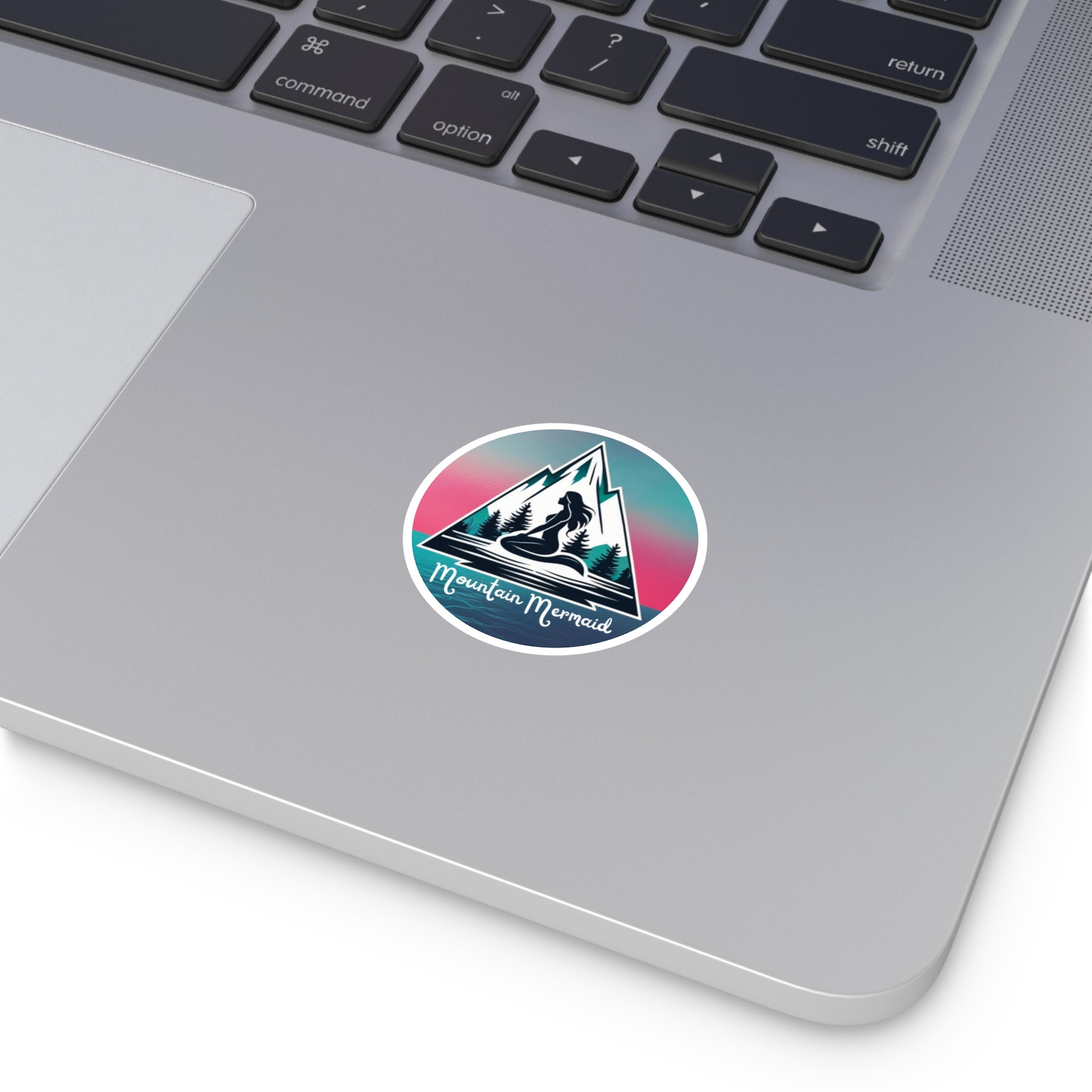 Mountain Mermaid Indoor/Outdoor Sticker - Pink and Aqua Sunset, Durable Decal for Cars, Laptops and Water Bottles, Gift for Mermaid Lovers - The Mountain Mermaid Company