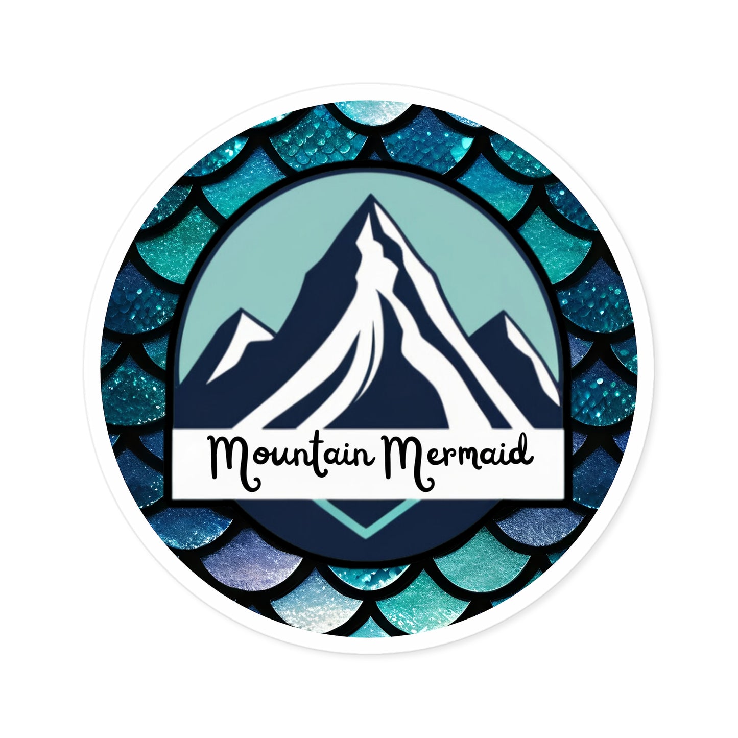 Aqua Mermaidcore Mountain Mermaid Indoor/Outdoor Sticker -  Durable Decal for Cars, Laptops and Water Bottles, Gift for Mermaid Lovers - The Mountain Mermaid Company