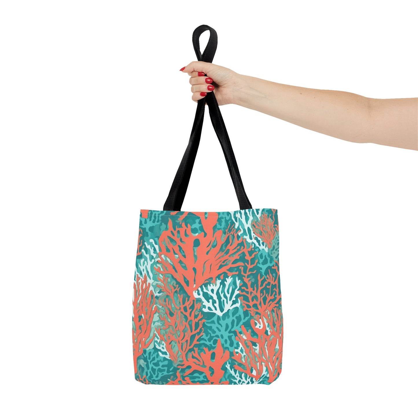 Coral and Aqua Tote Bag - Durable Carryall for Everyday Use, Trendy Pool Accessory, Unique Gift for Beach Lovers - The Mountain Mermaid Company