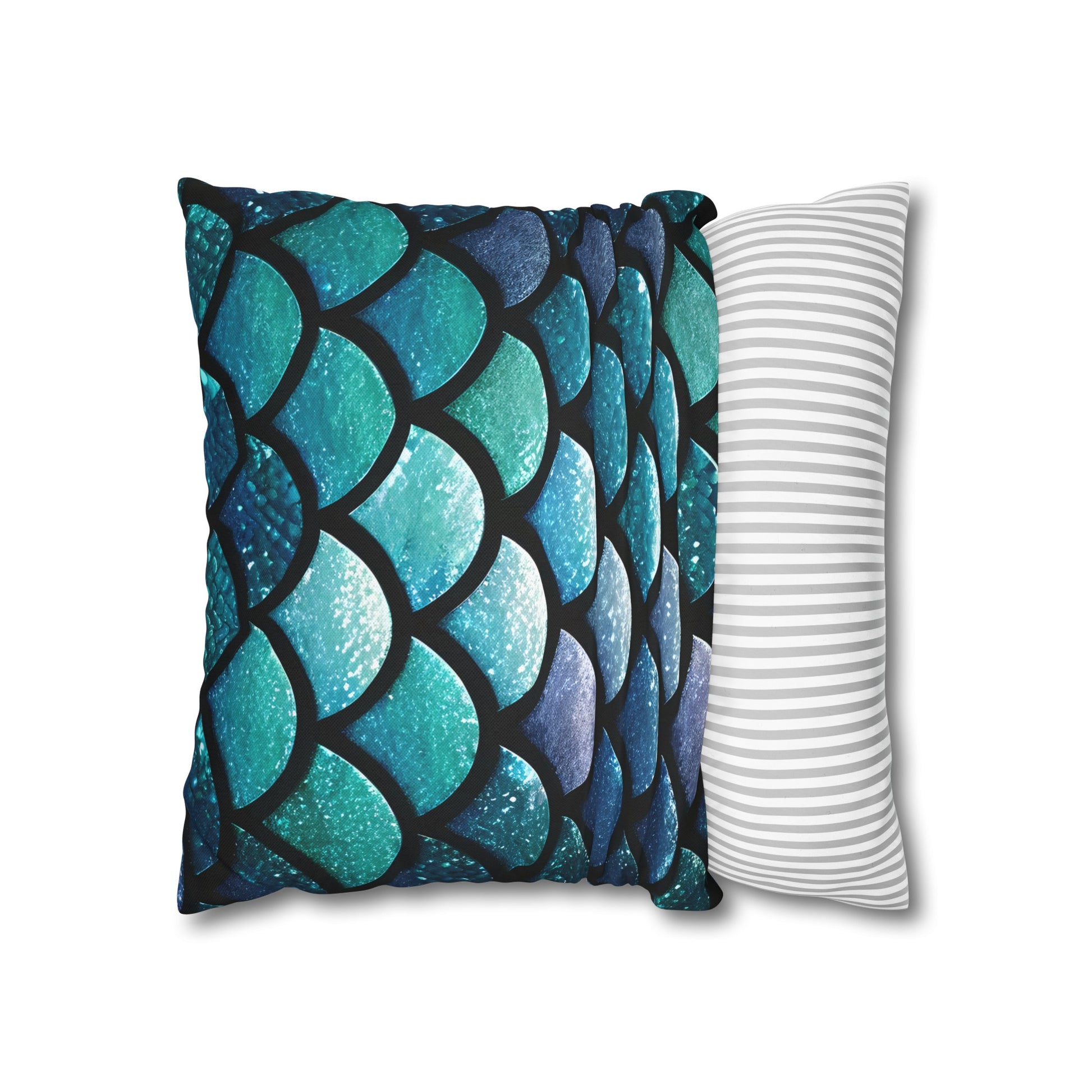 Aqua Mermaid Square Pillowcase - Trendy Home Accent for Indoor Spaces, Unique Housewarming Gift, Perfect for Mermaid Lovers - The Mountain Mermaid Company