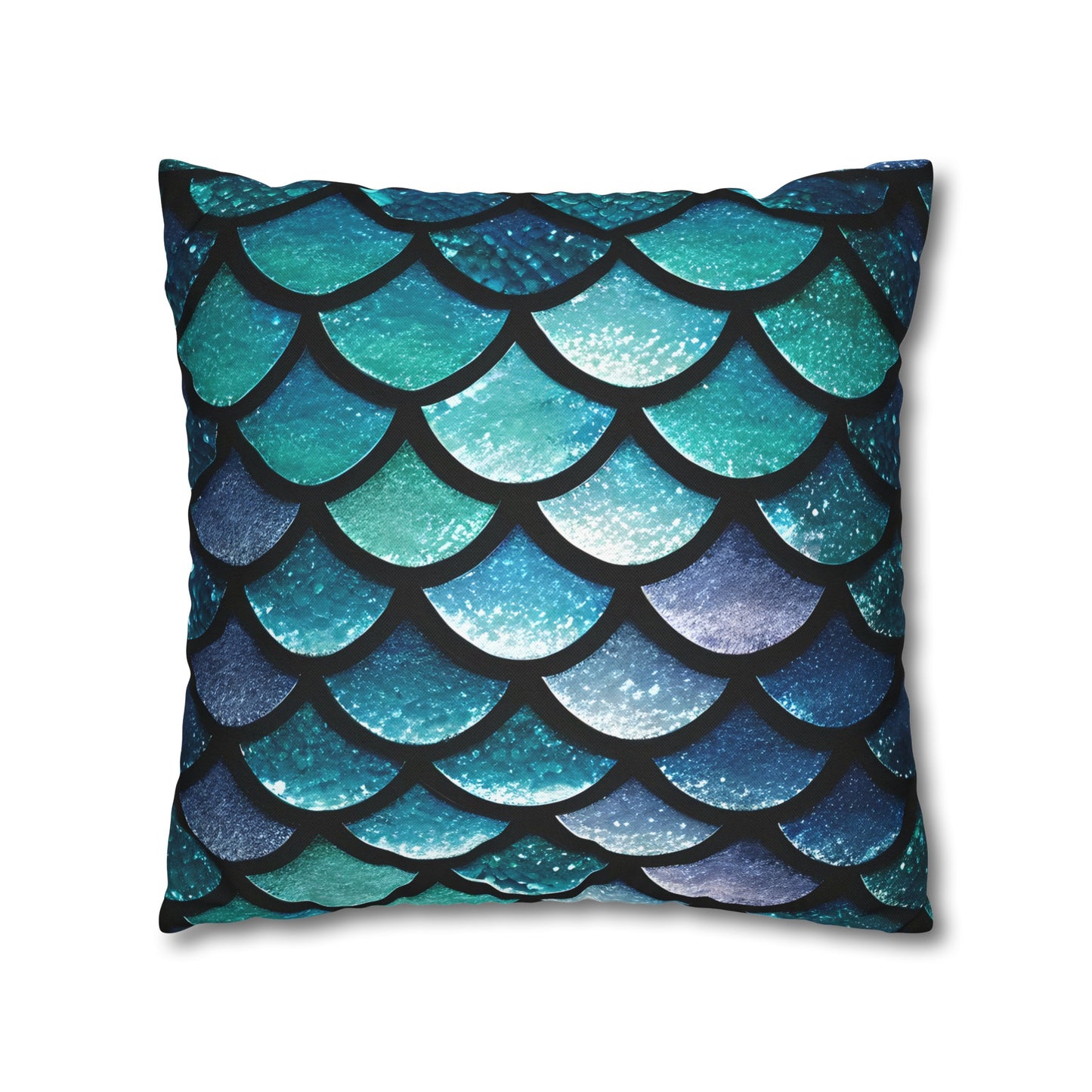 Aqua Mermaid Square Pillowcase - Trendy Home Accent for Indoor Spaces, Unique Housewarming Gift, Perfect for Mermaid Lovers - The Mountain Mermaid Company