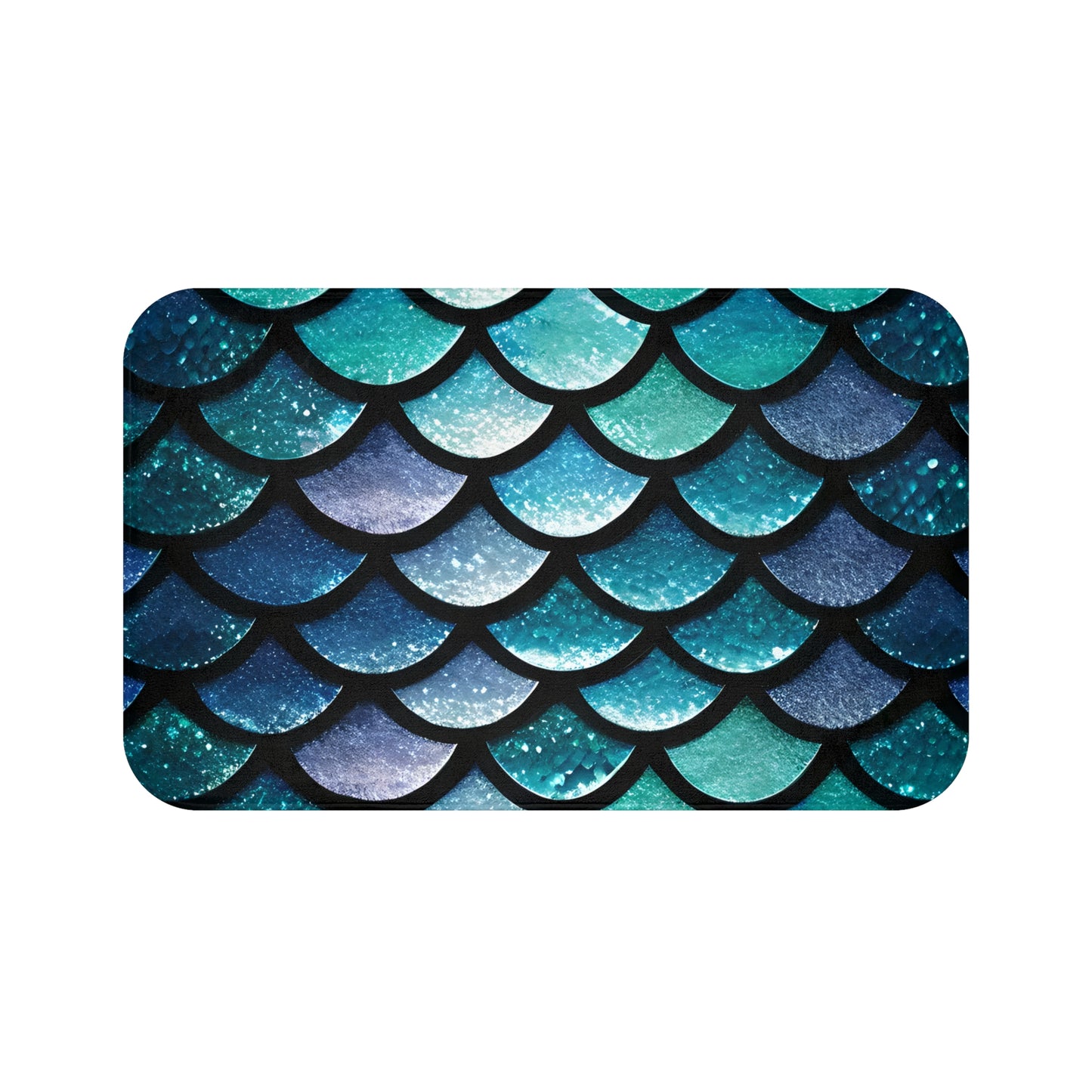 Mermaid Magic Bath Mat - Cute Aqua Mermaid Scales Bathroom Accessory, Soft, Absorbent, and Decorative, Unique Gift for Her - The Mountain Mermaid Company