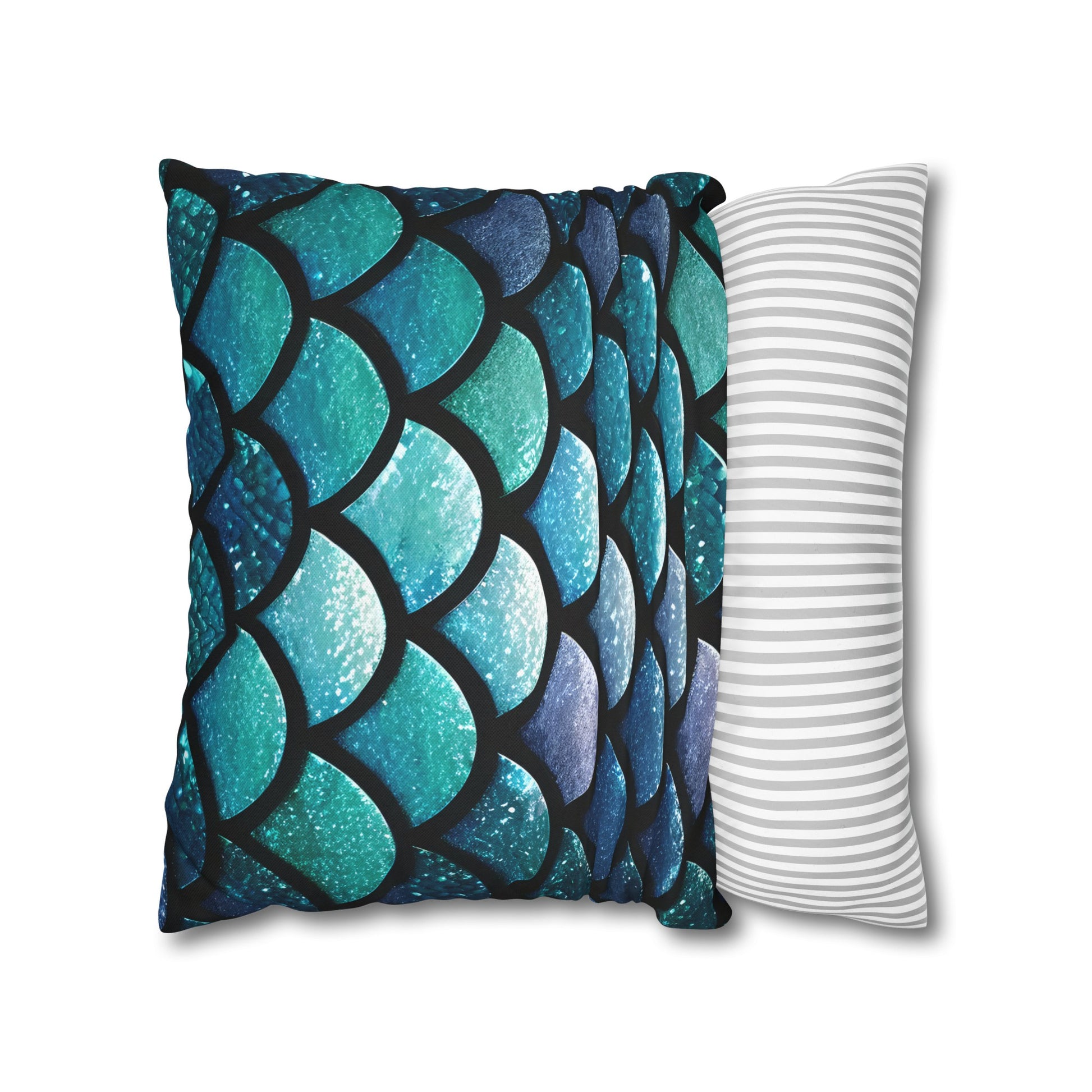 Aqua Mermaid Square Pillowcase - Trendy Home Accent for Indoor Spaces, Unique Housewarming Gift, Perfect for Mermaid Lovers - The Mountain Mermaid Company