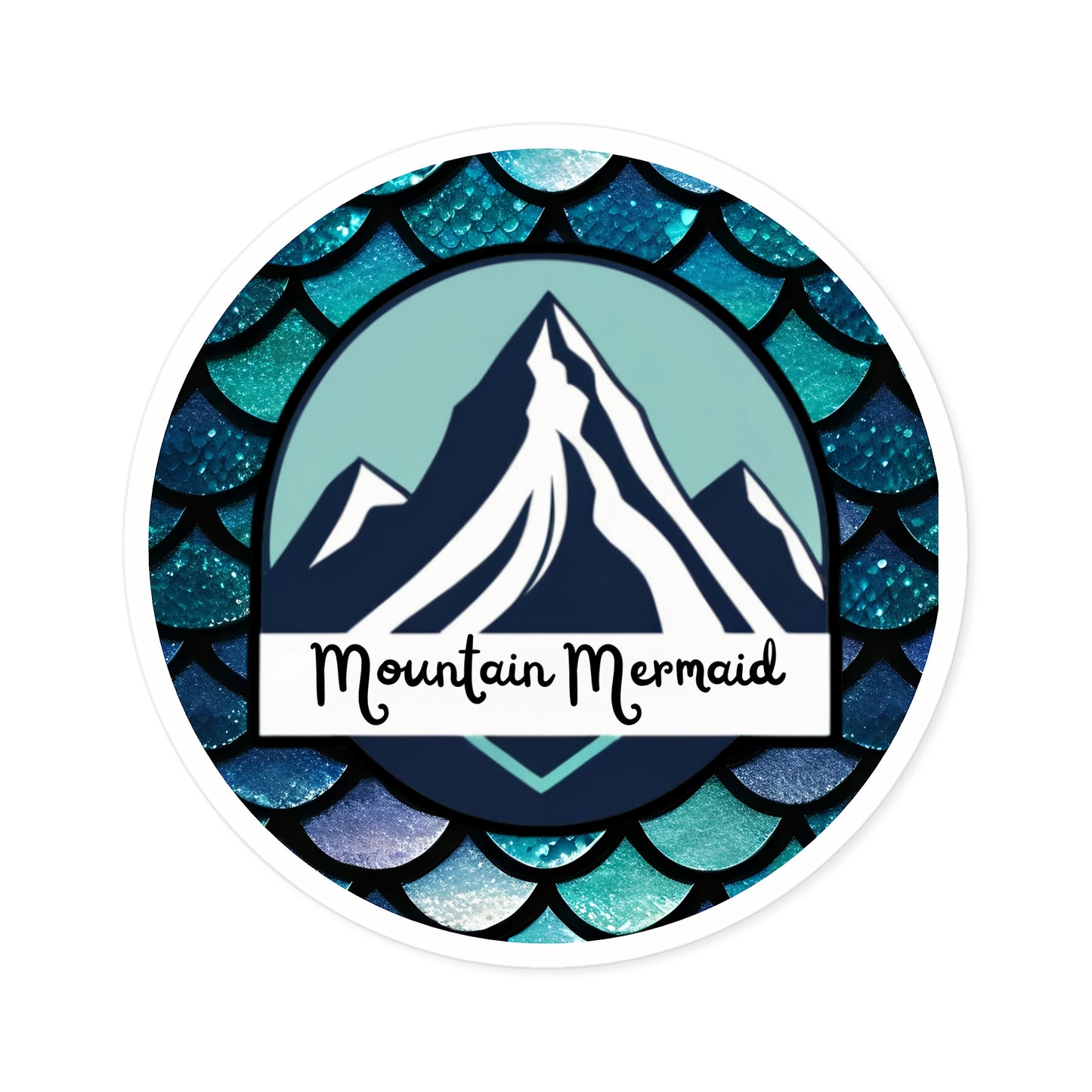 Aqua Mermaidcore Mountain Mermaid Indoor/Outdoor Sticker -  Durable Decal for Cars, Laptops and Water Bottles, Gift for Mermaid Lovers - The Mountain Mermaid Company