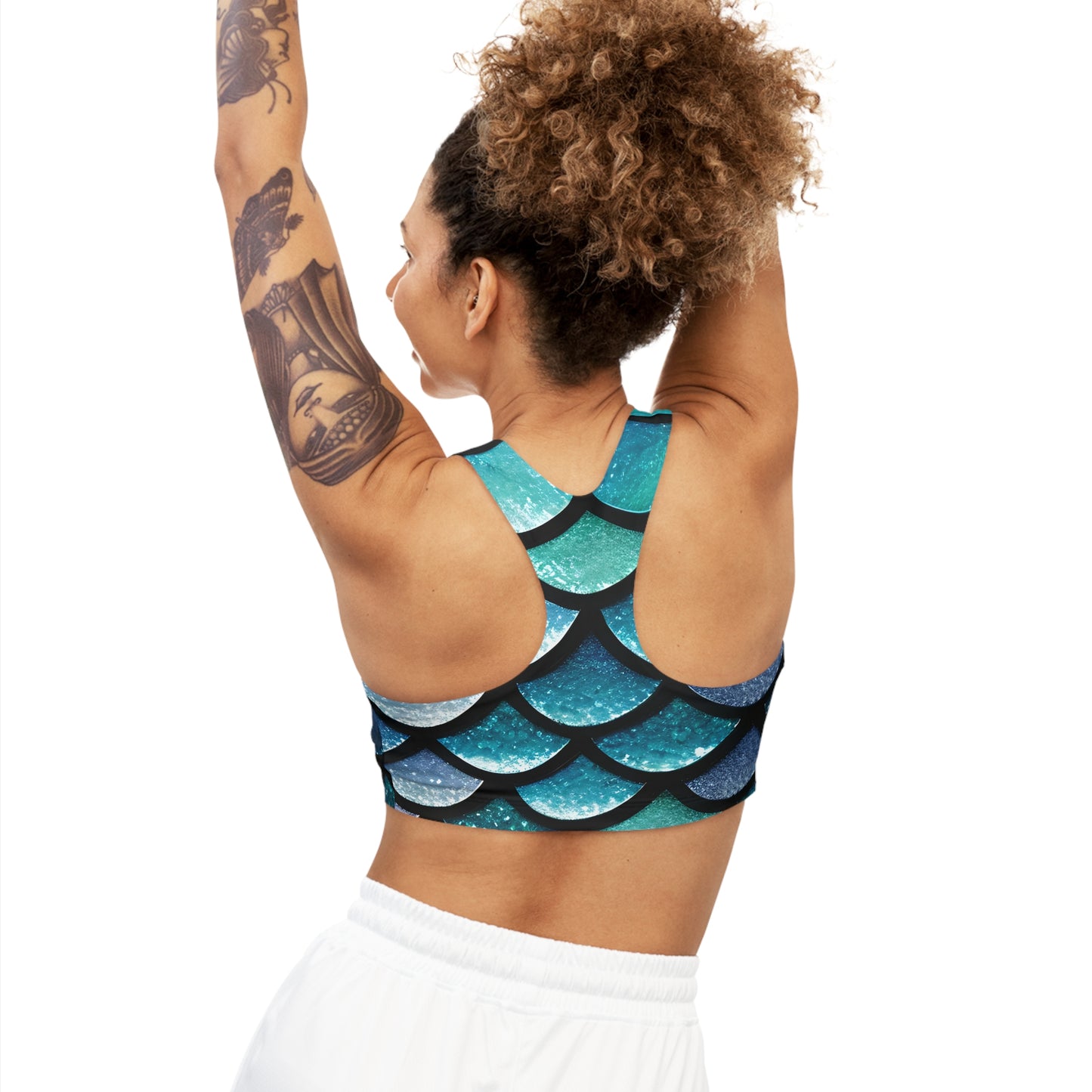 Aqua Mermaidcore Seamless Sports Bra - Comfortable Athletic Wear, Perfect Yoga & Gym Gift for Her - The Mountain Mermaid Company