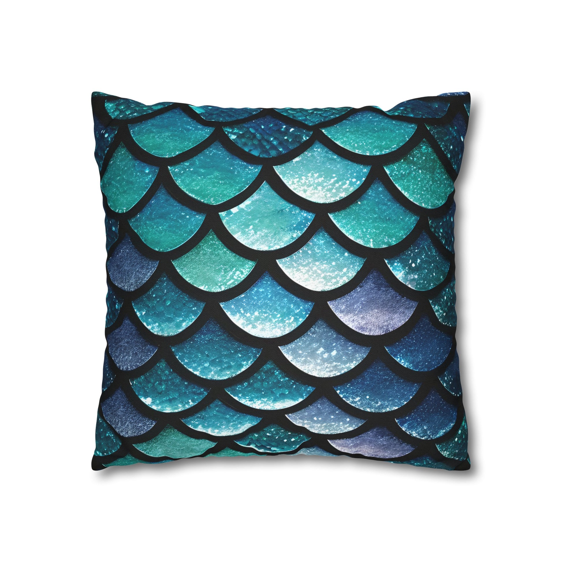 Aqua Mermaid Square Pillowcase - Trendy Home Accent for Indoor Spaces, Unique Housewarming Gift, Perfect for Mermaid Lovers - The Mountain Mermaid Company