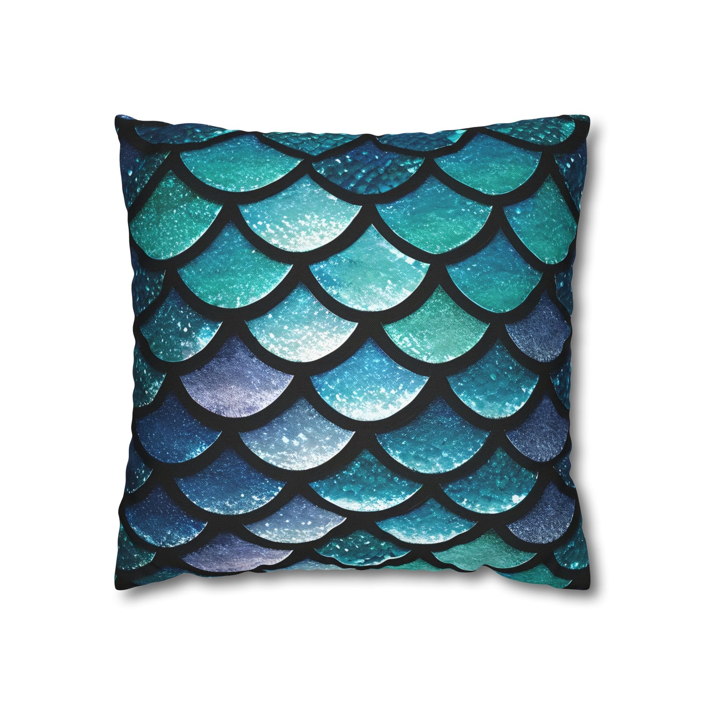 Aqua Mermaid Square Pillowcase - Trendy Home Accent for Indoor Spaces, Unique Housewarming Gift, Perfect for Mermaid Lovers - The Mountain Mermaid Company