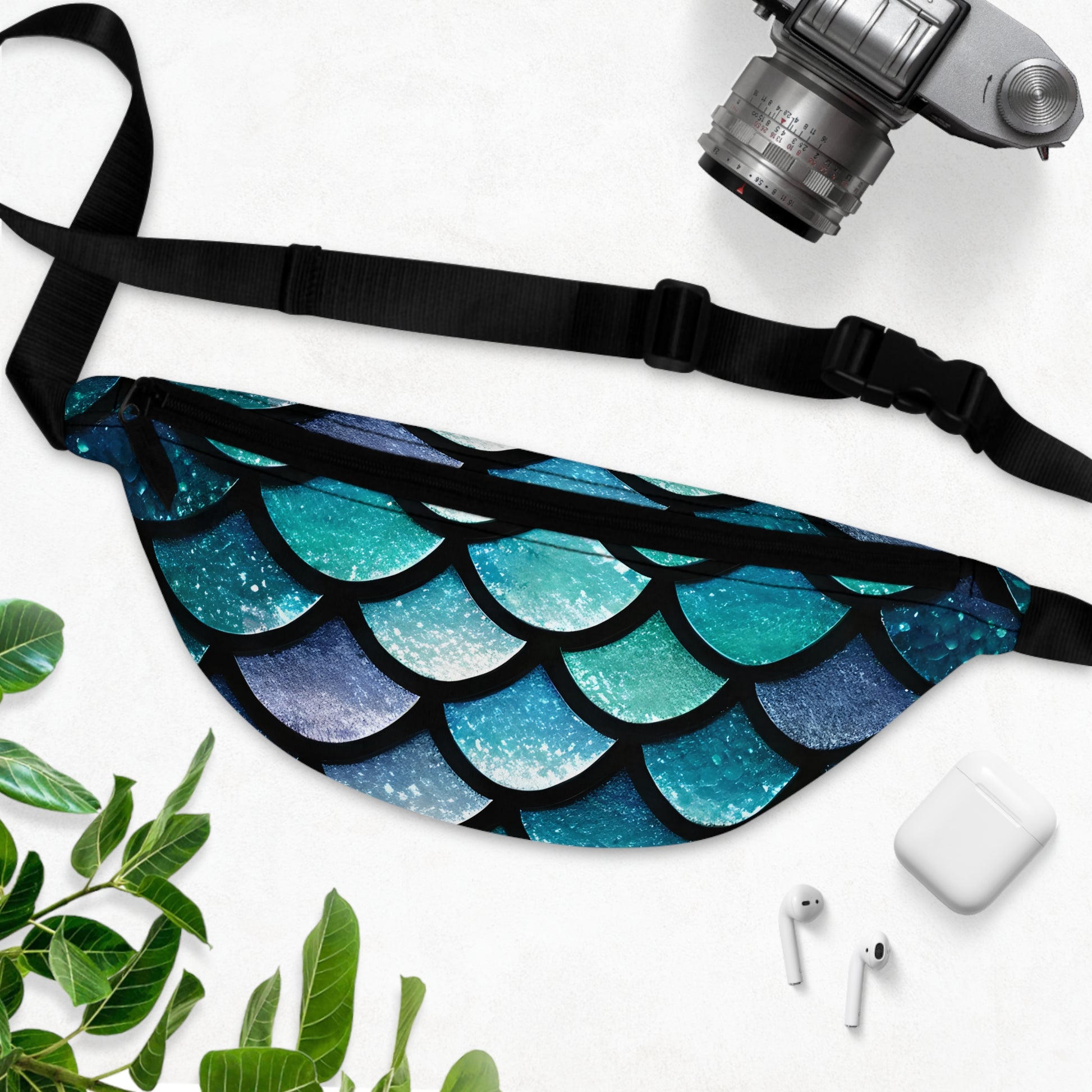 Aqua Mermaid Scales Fanny Pack - Trendy Travel Accessory, Perfect for Outings, Festivals and Hiking, Gift for Mermaid Lovers - The Mountain Mermaid Company