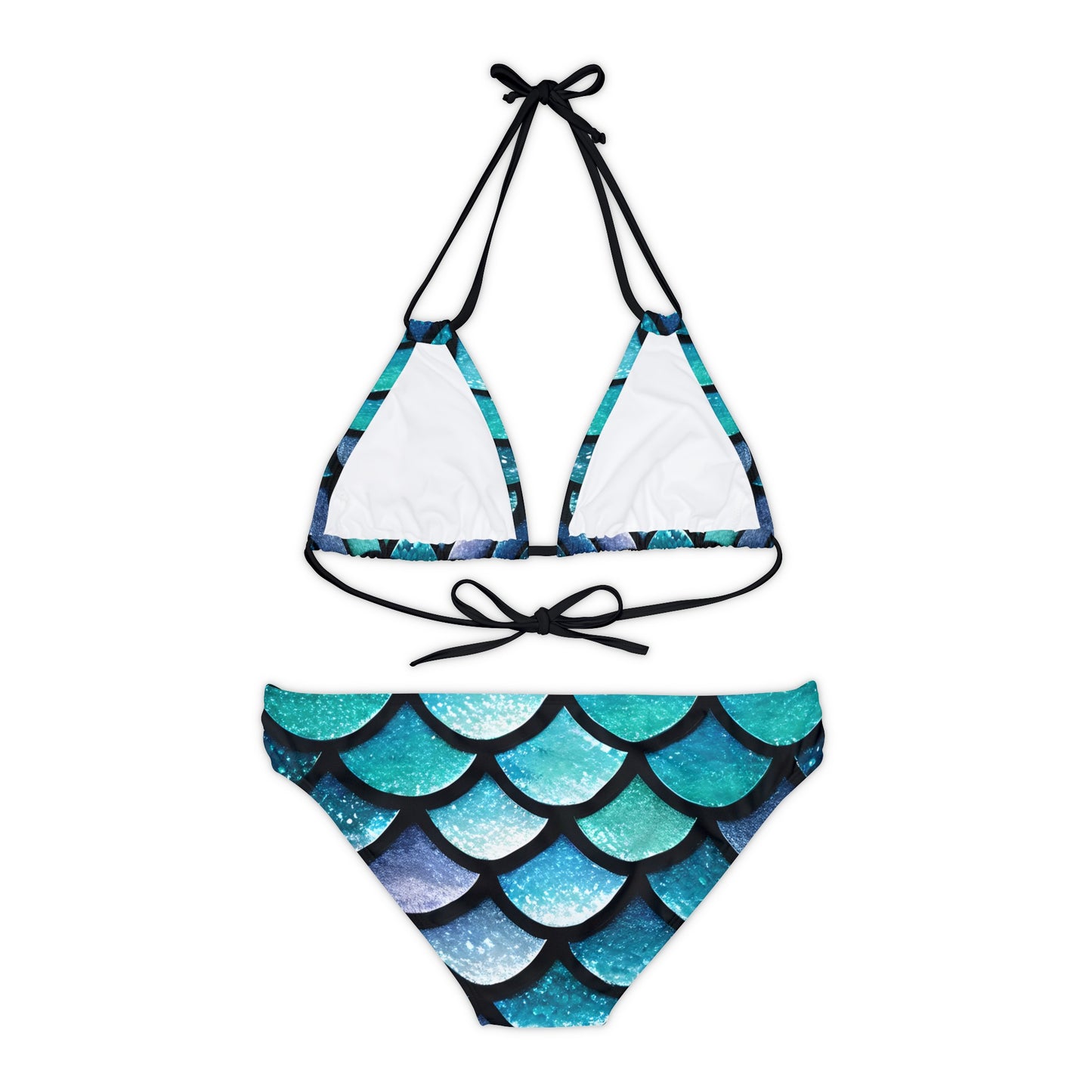 Aqua Mermaidcore Bikini Set - Strappy Two-Piece Swimwear, Perfect for Beach Vacations & Pool Parties, Unique Gift for Her - The Mountain Mermaid Company