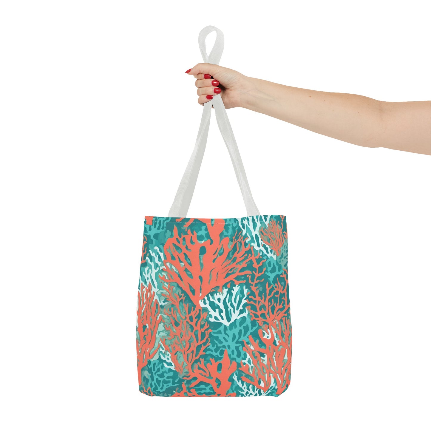 Coral and Aqua Tote Bag - Durable Carryall for Everyday Use, Trendy Pool Accessory, Unique Gift for Beach Lovers - The Mountain Mermaid Company