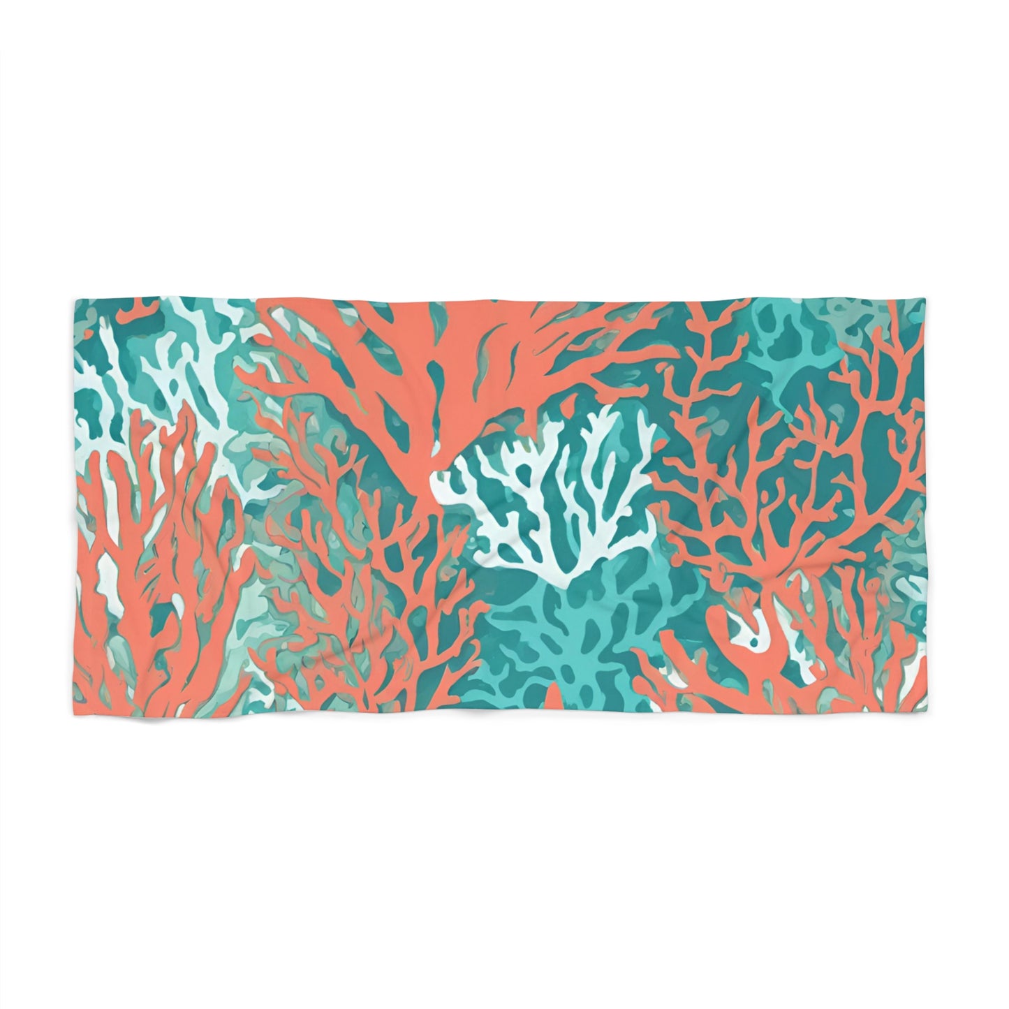 Large Beach Towel Coral Print, Coral and Aqua Beach Towel, Summer Beach Accessories, Vacation Gift Idea - The Mountain Mermaid Company