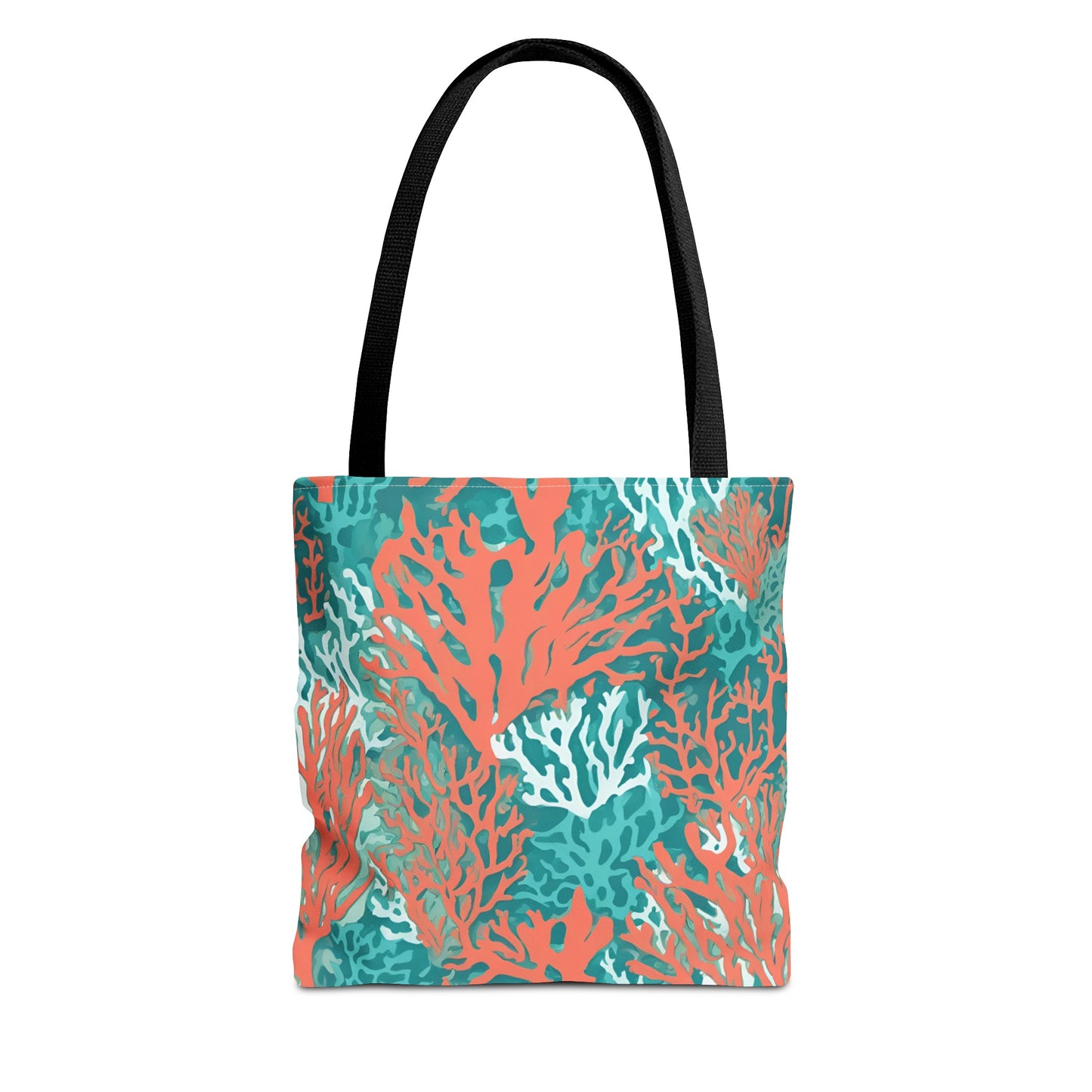 Coral and Aqua Tote Bag - Durable Carryall for Everyday Use, Trendy Pool Accessory, Unique Gift for Beach Lovers - The Mountain Mermaid Company