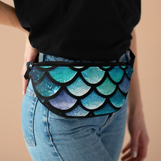 Aqua Mermaid Scales Fanny Pack - Trendy Travel Accessory, Perfect for Outings, Festivals and Hiking, Gift for Mermaid Lovers - The Mountain Mermaid Company