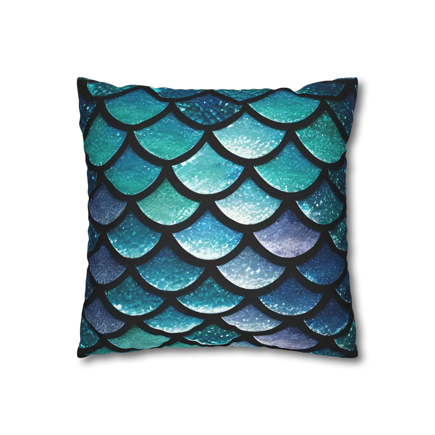 Aqua Mermaid Square Pillowcase - Trendy Home Accent for Indoor Spaces, Unique Housewarming Gift, Perfect for Mermaid Lovers - The Mountain Mermaid Company