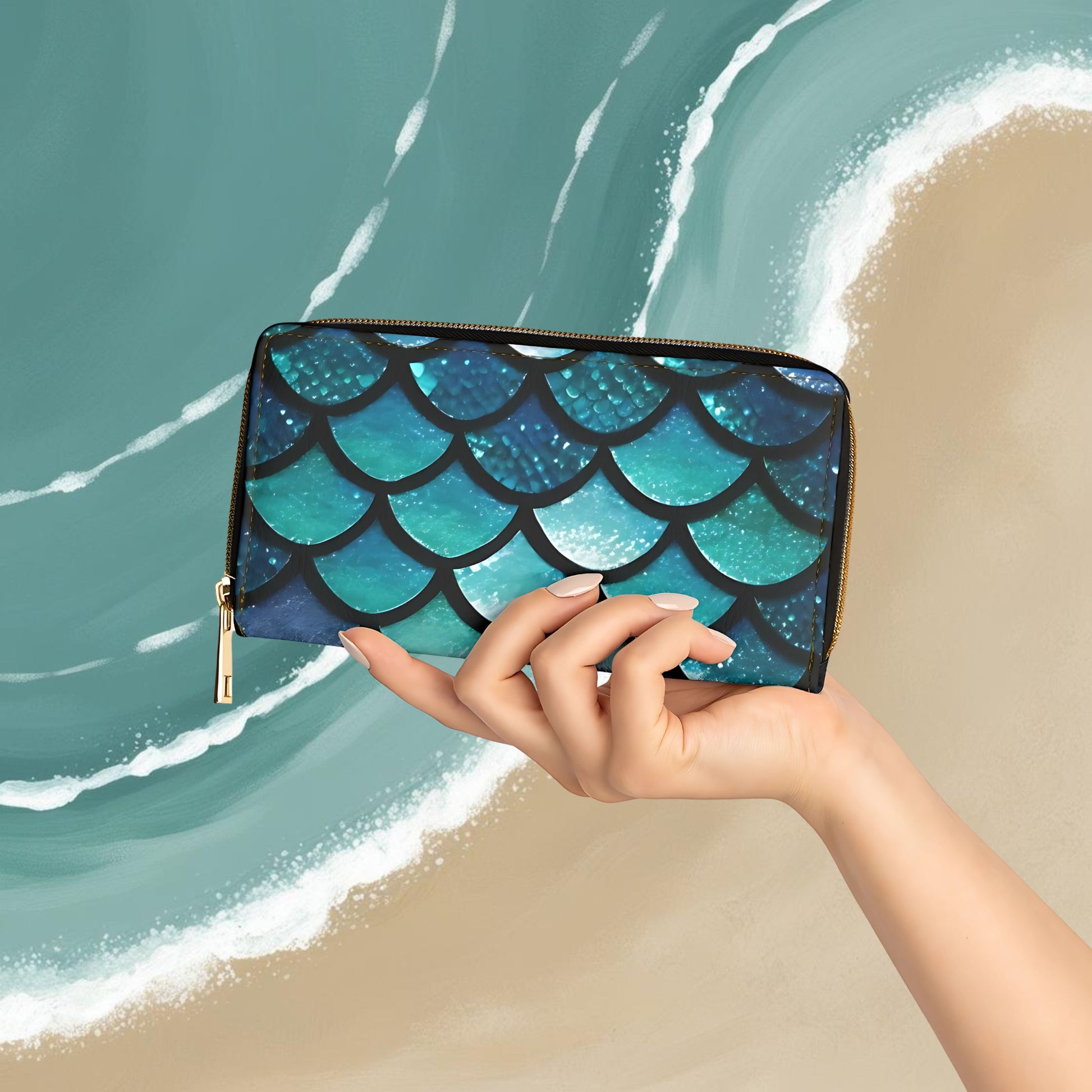 Mermaid Magic Zipper Wallet, Trendy Ocean Blue Mermaid Scales Print, Mermaid Lover Gift, Unique Gifts for Her, Coin Purse - The Mountain Mermaid Company