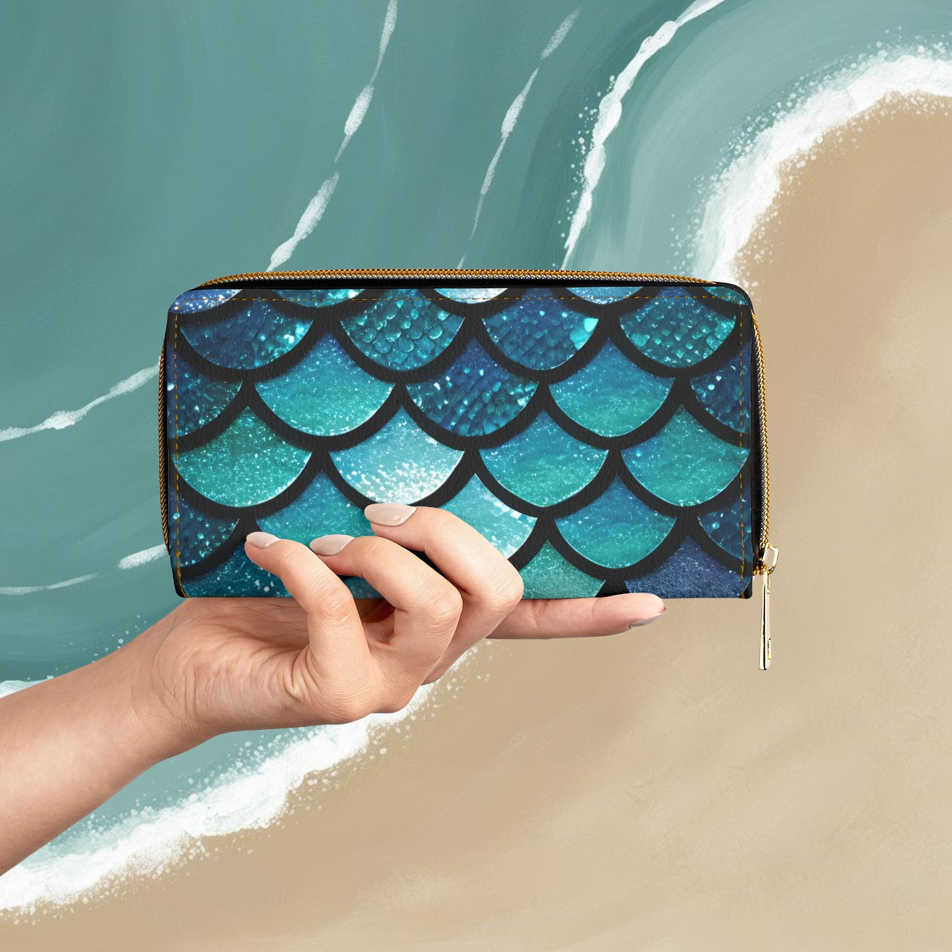 Mermaid Magic Zipper Wallet, Trendy Ocean Blue Mermaid Scales Print, Mermaid Lover Gift, Unique Gifts for Her, Coin Purse - The Mountain Mermaid Company