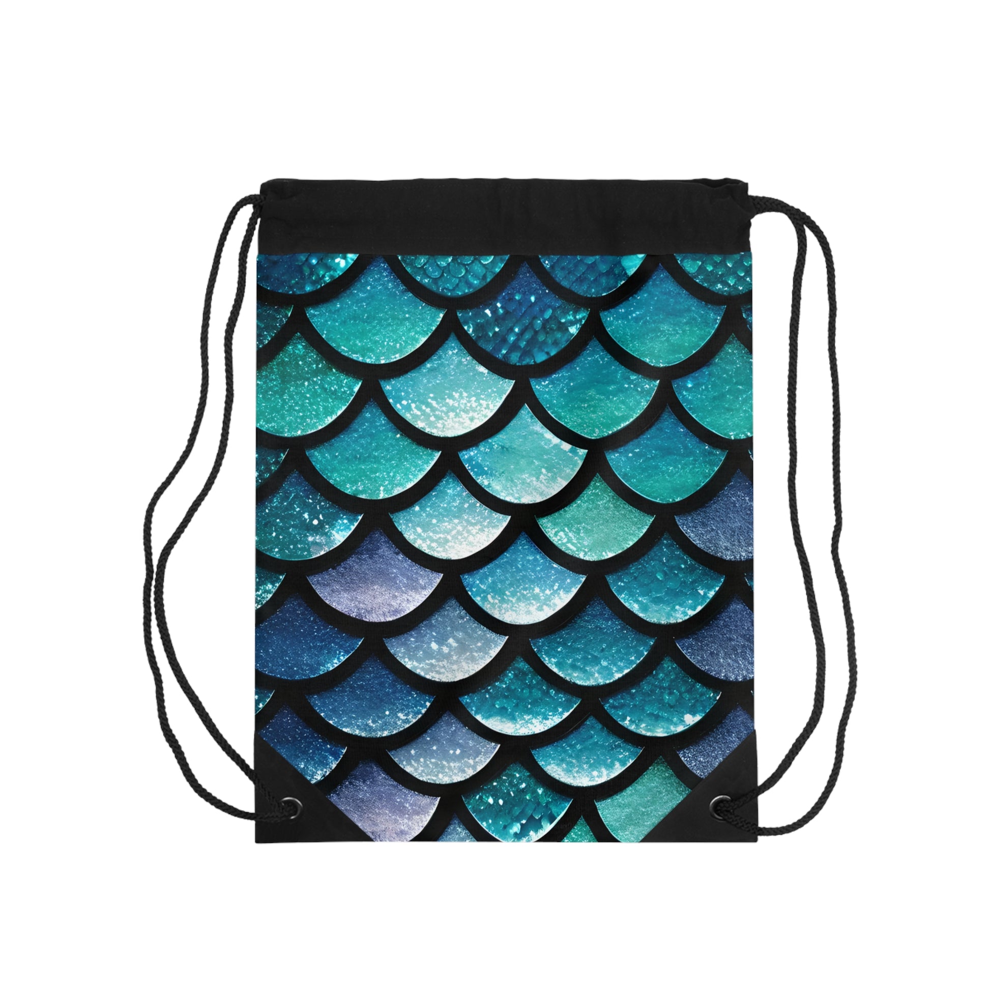 Aqua Mermaidcore Outdoor Drawstring Bag - Adventure-Ready Carryall, Ideal for Hikers and Beachgoers, Perfect Gift for Mermaid Lovers - The Mountain Mermaid Company