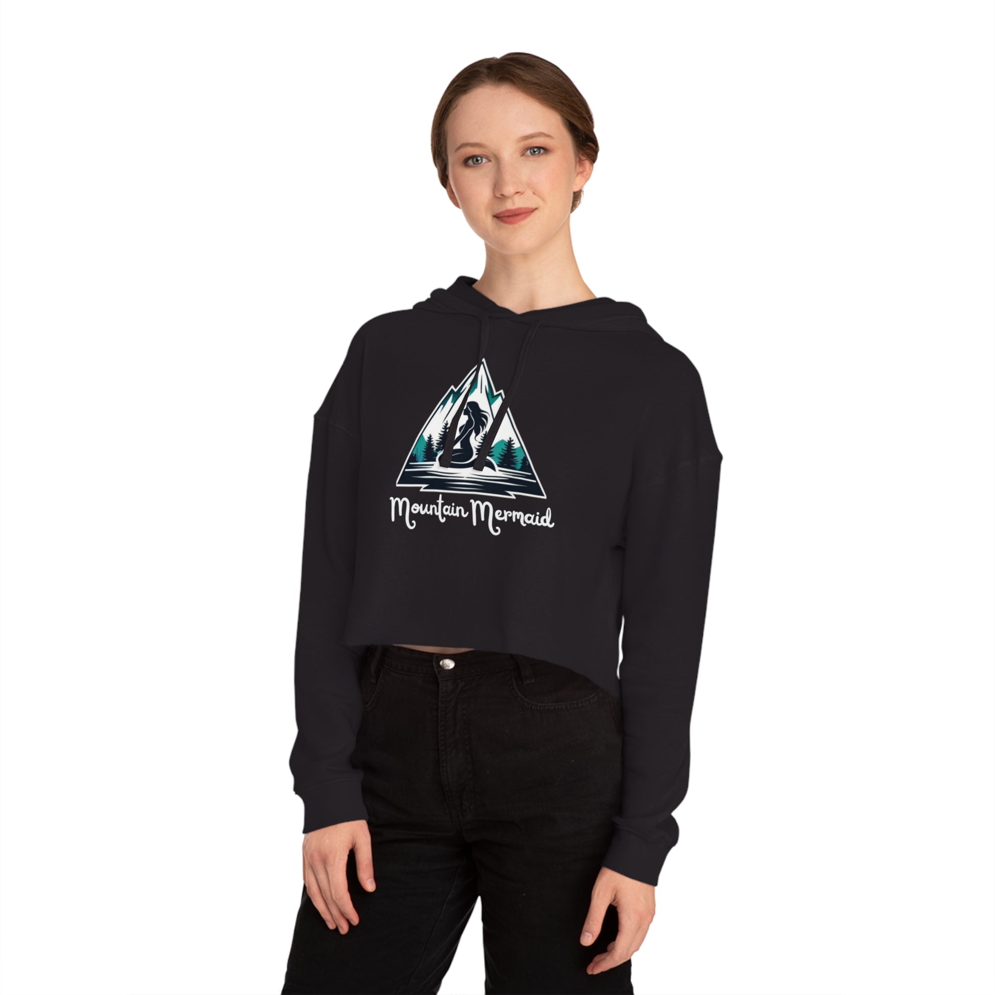 Mountain Mermaid Cropped Hoodie - Fashionable Mermaidcore Apparel for Everyday Comfort - Ideal for Fantasy and Outdoor Enthusiasts - The Mountain Mermaid Company