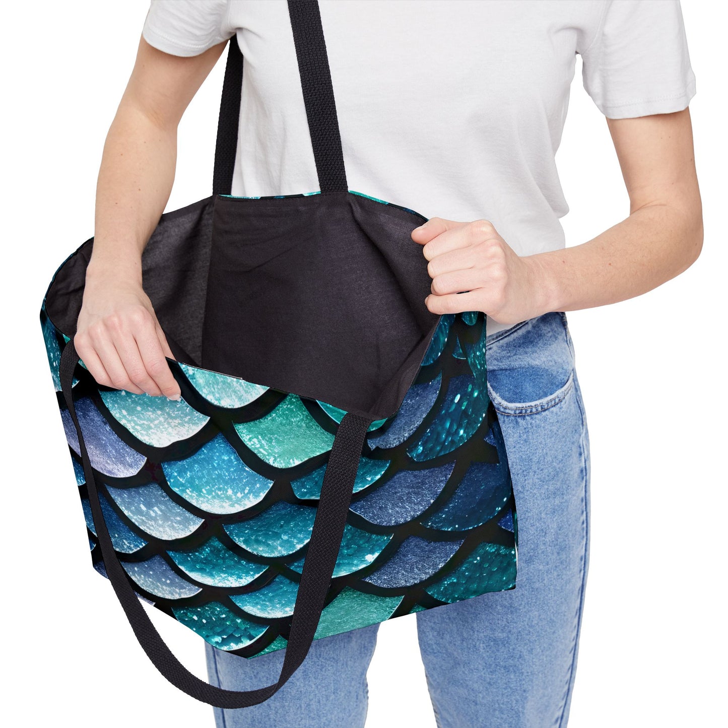 Aqua Mermaidcore Weekender Tote Bag - Durable Spacious Tote for Getaways, Perfect for Travel and Beach Lovers - The Mountain Mermaid Company