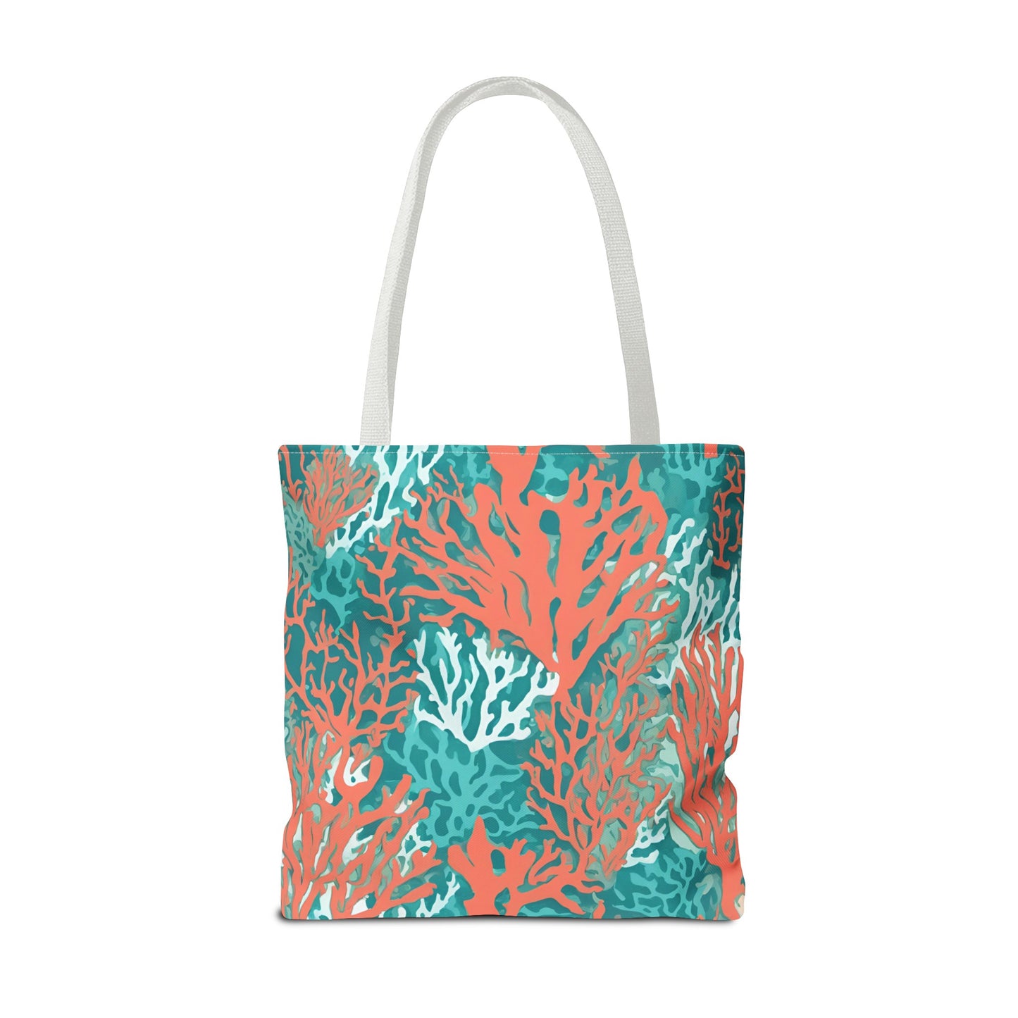 Coral and Aqua Tote Bag - Durable Carryall for Everyday Use, Trendy Pool Accessory, Unique Gift for Beach Lovers - The Mountain Mermaid Company