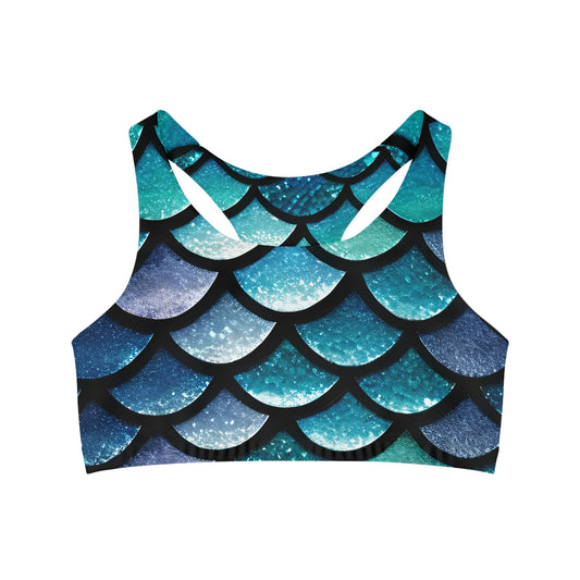 Aqua Mermaidcore Seamless Sports Bra - Comfortable Athletic Wear, Perfect Yoga & Gym Gift for Her - The Mountain Mermaid Company