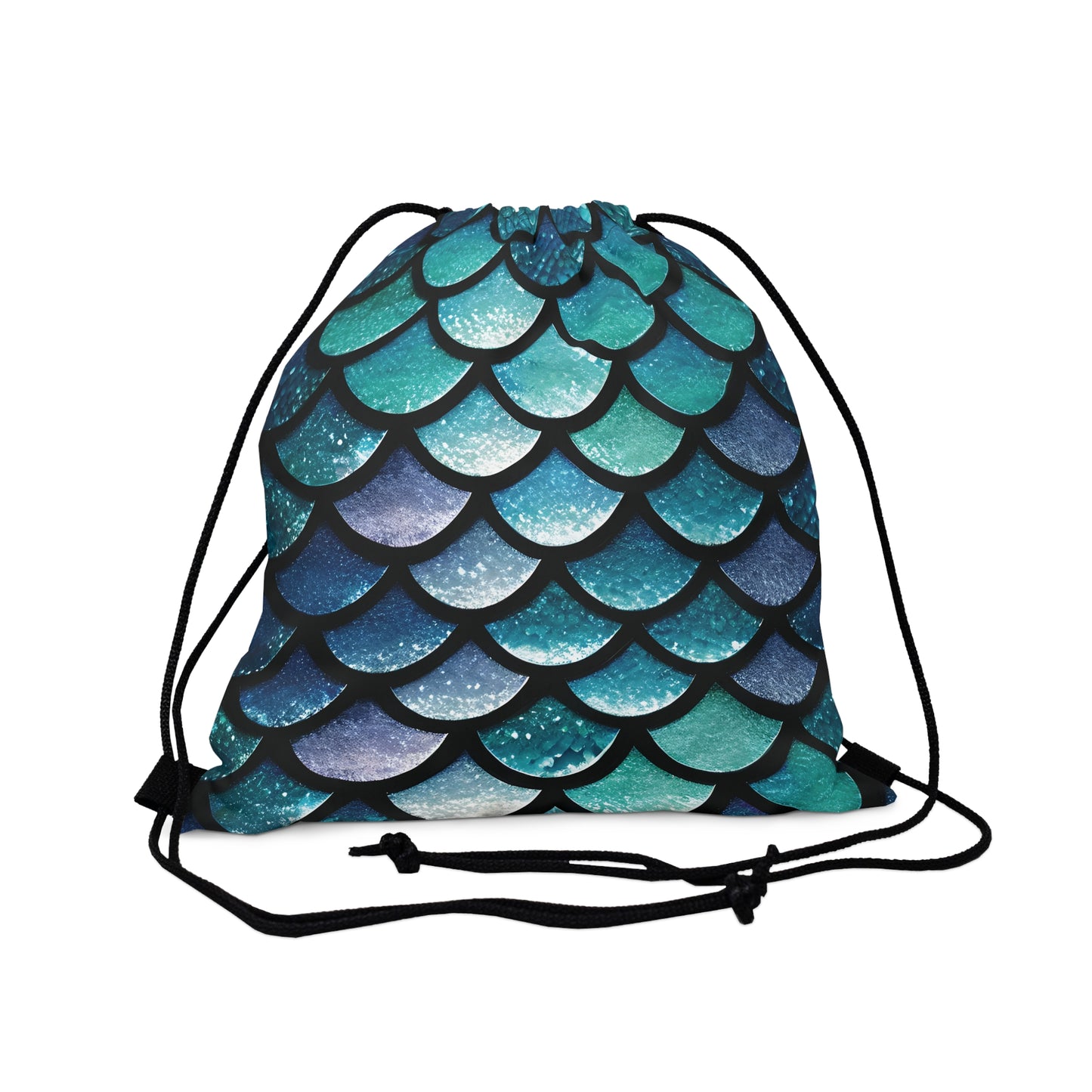 Aqua Mermaidcore Outdoor Drawstring Bag - Adventure-Ready Carryall, Ideal for Hikers and Beachgoers, Perfect Gift for Mermaid Lovers - The Mountain Mermaid Company