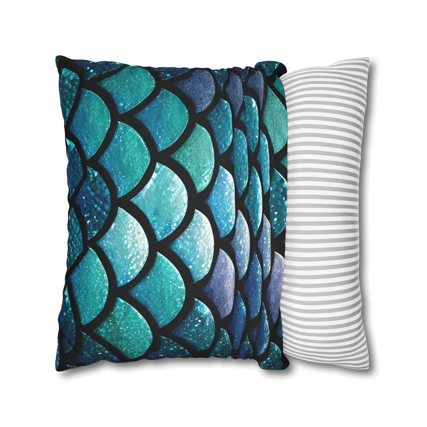 Aqua Mermaid Square Pillowcase - Trendy Home Accent for Indoor Spaces, Unique Housewarming Gift, Perfect for Mermaid Lovers - The Mountain Mermaid Company