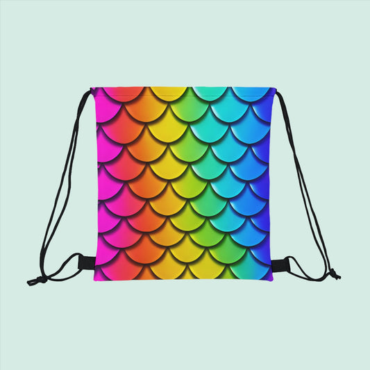 Rainbow Mermaidcore Drawstring Bag - Adventure-Ready Carryall, Ideal Gift for Hikers and Beachgoers - The Mountain Mermaid Company