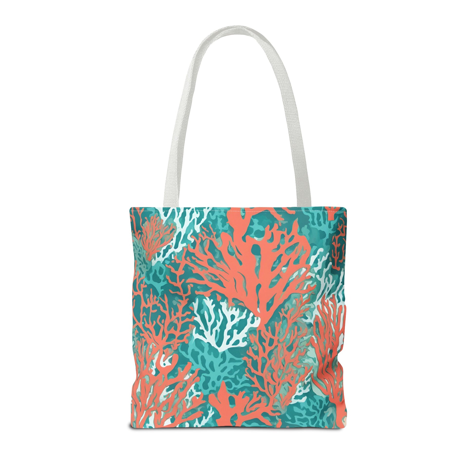 Coral and Aqua Tote Bag - Durable Carryall for Everyday Use, Trendy Pool Accessory, Unique Gift for Beach Lovers - The Mountain Mermaid Company