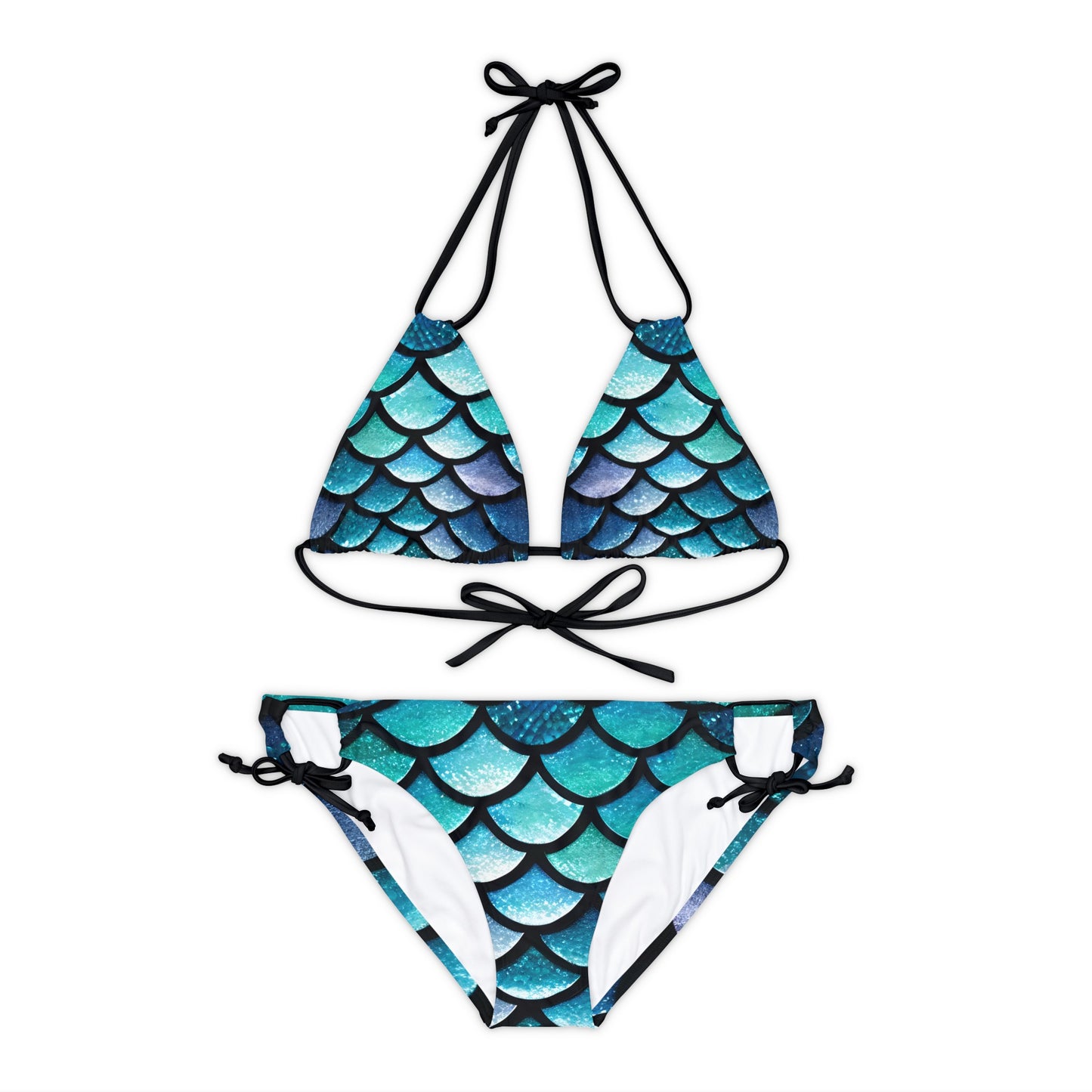 Aqua Mermaidcore Bikini Set - Strappy Two-Piece Swimwear, Perfect for Beach Vacations & Pool Parties, Unique Gift for Her - The Mountain Mermaid Company