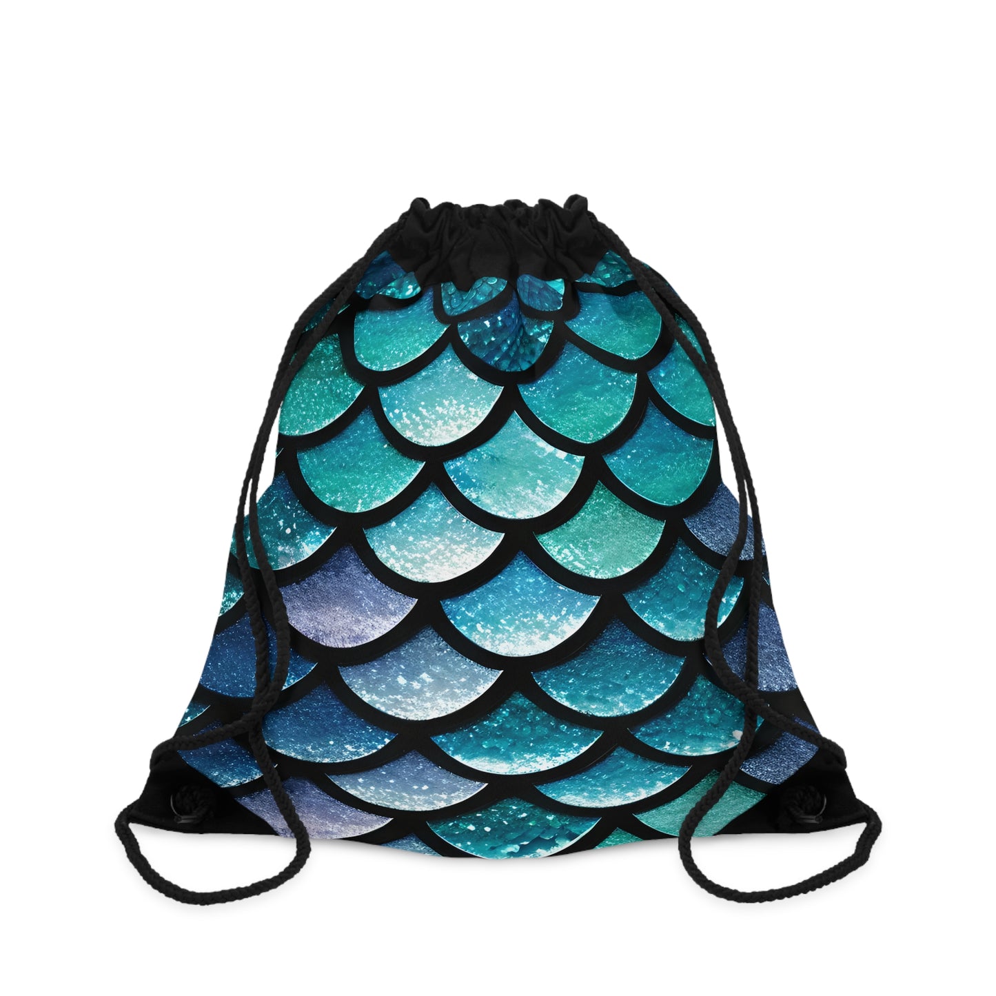 Aqua Mermaidcore Outdoor Drawstring Bag - Adventure-Ready Carryall, Ideal for Hikers and Beachgoers, Perfect Gift for Mermaid Lovers - The Mountain Mermaid Company