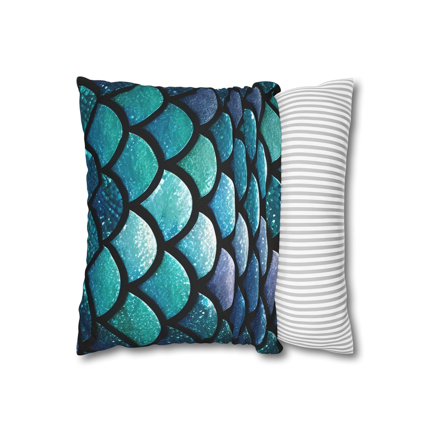 Aqua Mermaid Square Pillowcase - Trendy Home Accent for Indoor Spaces, Unique Housewarming Gift, Perfect for Mermaid Lovers - The Mountain Mermaid Company