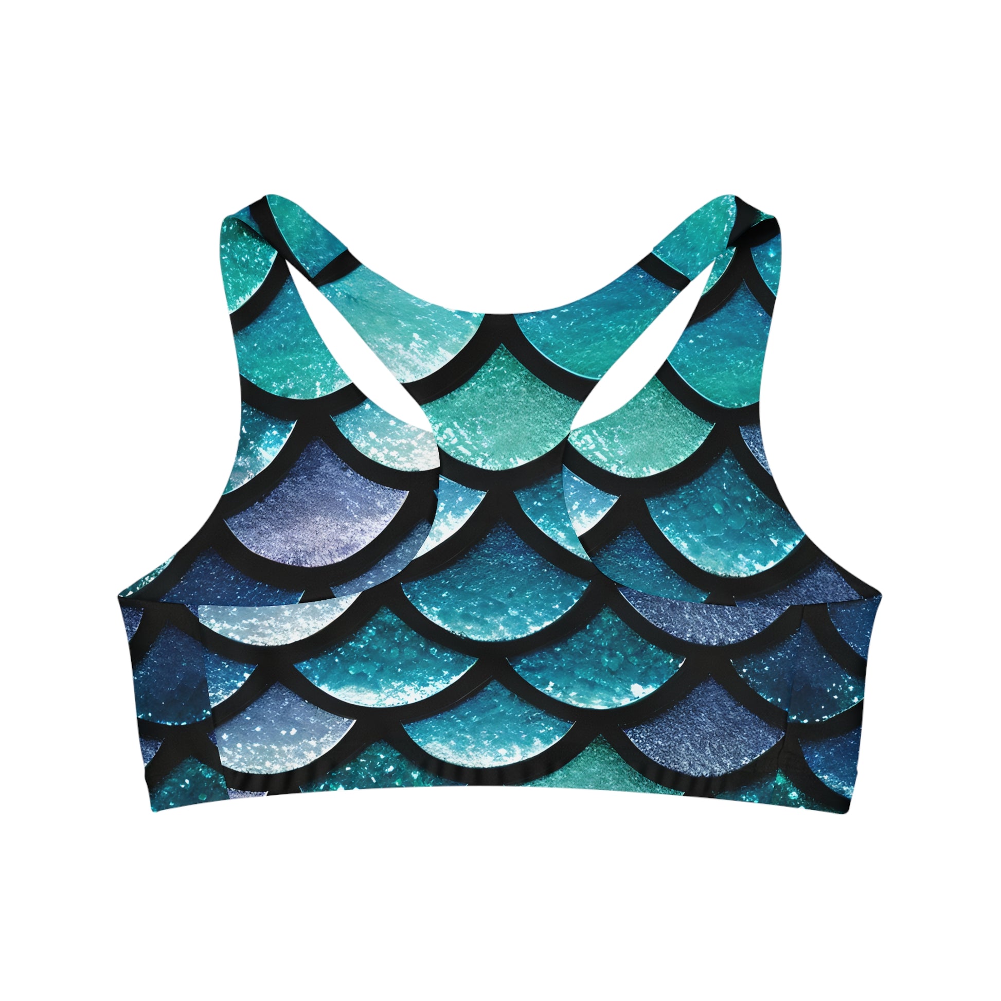 Aqua Mermaidcore Seamless Sports Bra - Comfortable Athletic Wear, Perfect Yoga & Gym Gift for Her - The Mountain Mermaid Company