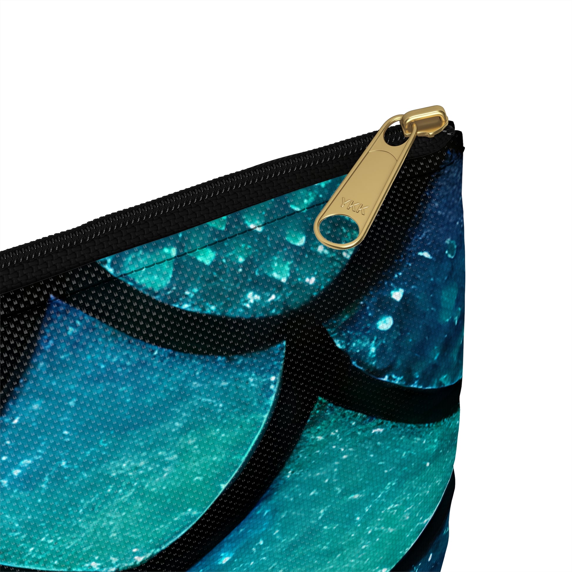 Aqua Mermaid Scales Makeup Bag with Black Zipper - Beachy Travel Accessory, Mermaidcore Aesthetic, Mermaid Lover Gift - The Mountain Mermaid Company