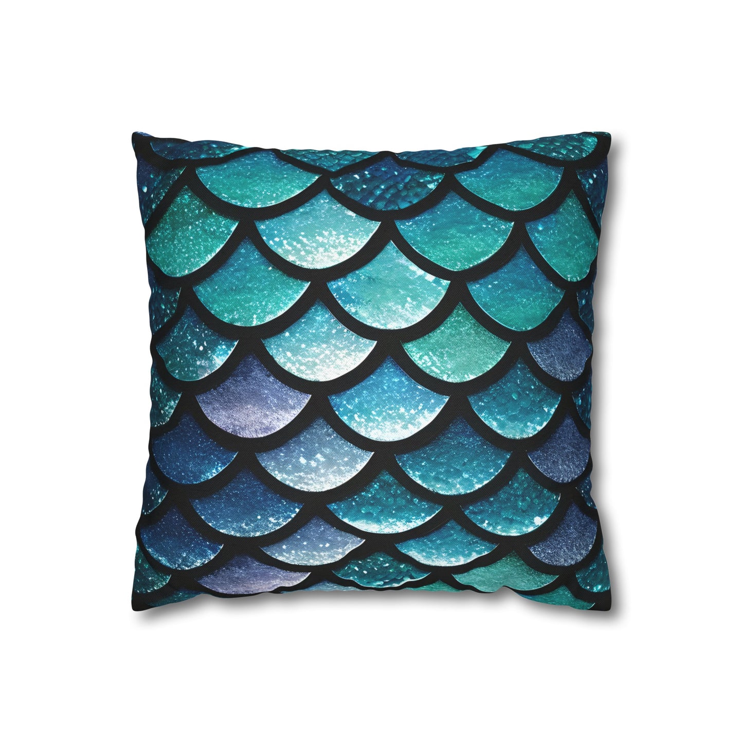 Aqua Mermaid Square Pillowcase - Trendy Home Accent for Indoor Spaces, Unique Housewarming Gift, Perfect for Mermaid Lovers - The Mountain Mermaid Company