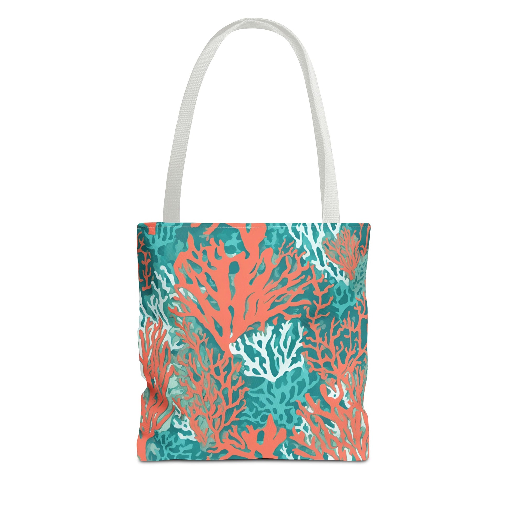 Coral and Aqua Tote Bag - Durable Carryall for Everyday Use, Trendy Pool Accessory, Unique Gift for Beach Lovers - The Mountain Mermaid Company