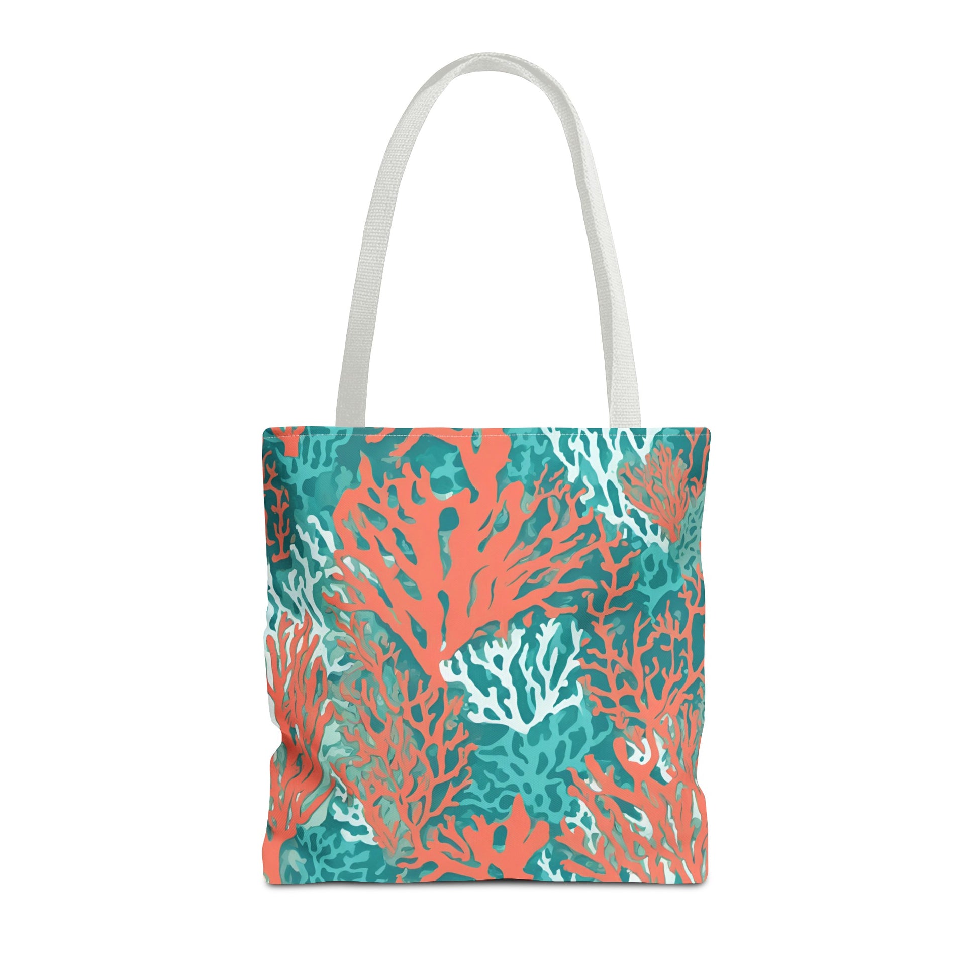 Coral and Aqua Tote Bag - Durable Carryall for Everyday Use, Trendy Pool Accessory, Unique Gift for Beach Lovers - The Mountain Mermaid Company