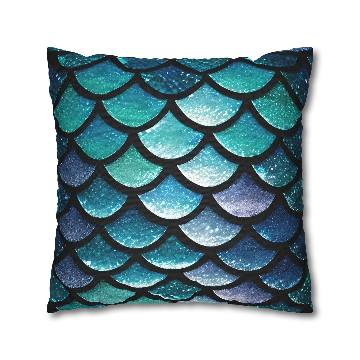 Aqua Mermaid Square Pillowcase - Trendy Home Accent for Indoor Spaces, Unique Housewarming Gift, Perfect for Mermaid Lovers - The Mountain Mermaid Company